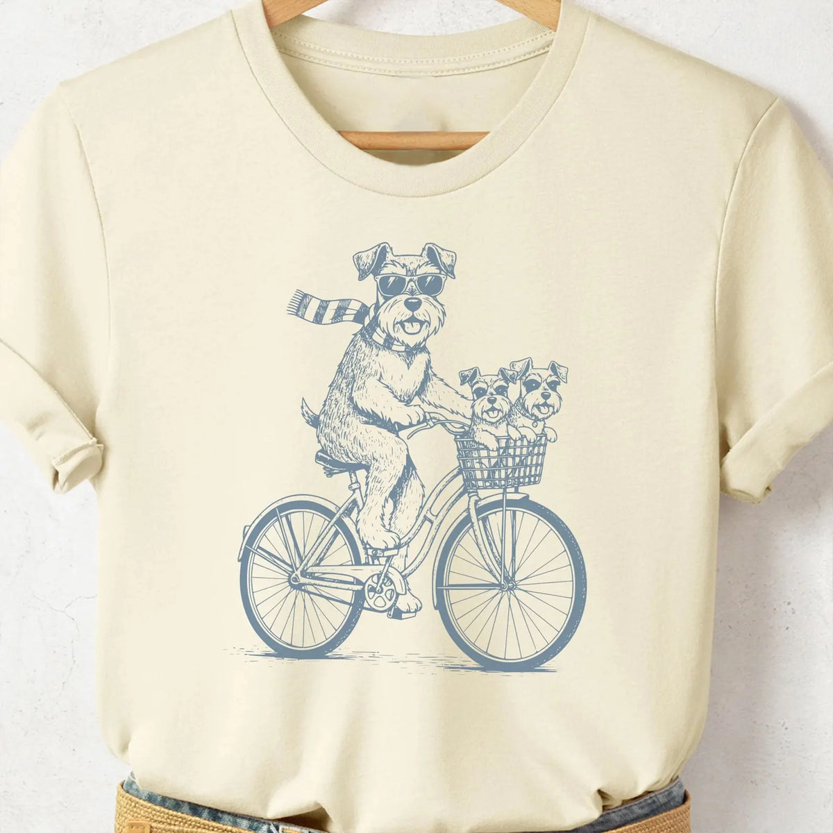 Schnauzer, Schnauzer Shirt, Schnauzer Gift, Schnauzer Bike T-Shirt, Vintage Dog Shirt, Funny Dog Bicycle TShirt, Schnauzer Mom Schnauzer Dad