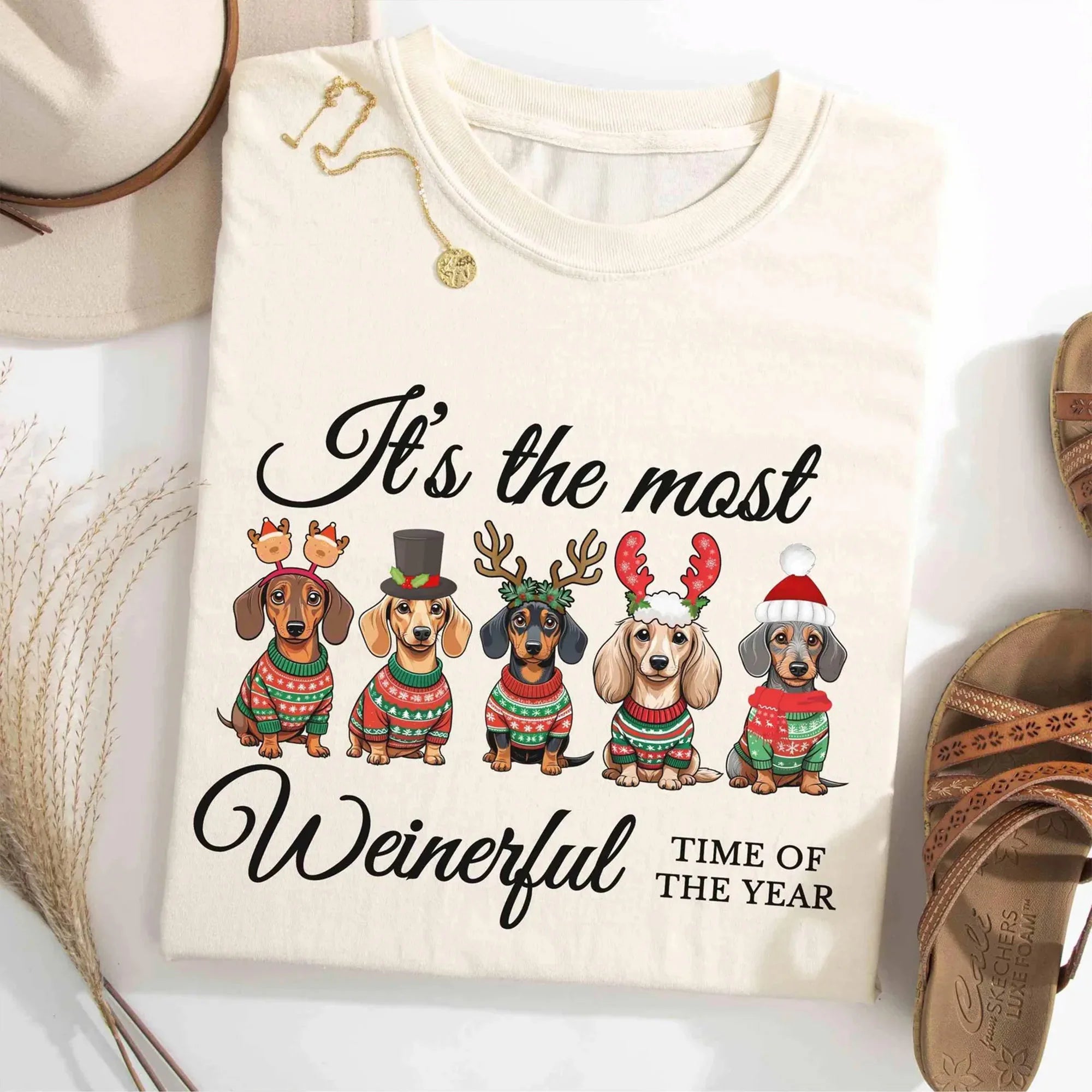 Dachshund Christmas Shirt, Weiner Dog T-Shirt, Dog Christmas Shirt, Dachshund Shirt, Dachshund Mom Gift, Comfort Colors Tee Long-Sleeved Tee