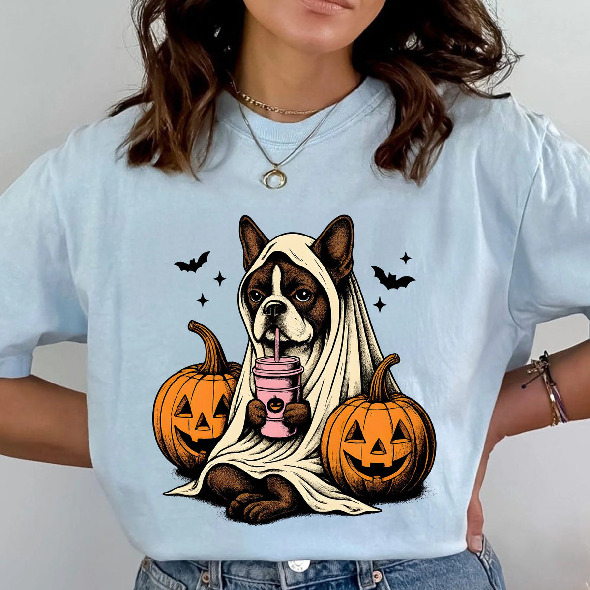 halloween shirt Boston Terrier Ghost T-Shirt| Retro Halloween Shirts| Spooky Season| Boston Terrier Halloween Shirt| Pumpkin Fall Shirt