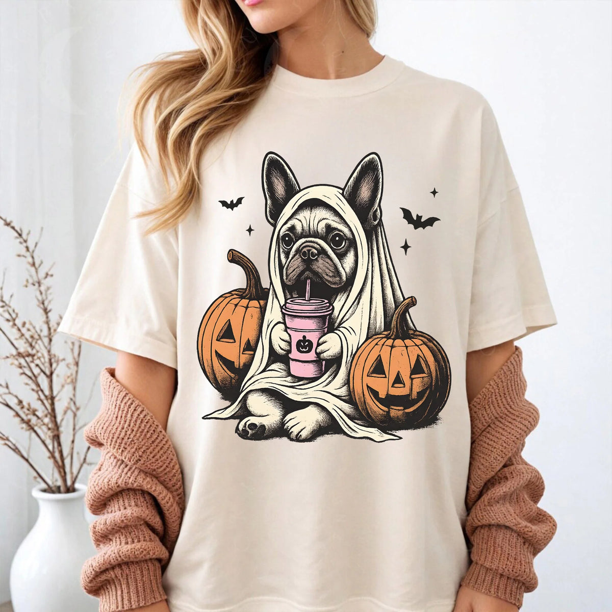 halloween shirt French Bulldog Ghost T-Shirt| Retro Halloween Shirts| Spooky Season| French Bulldog Halloween Shirt| Pumpkin Fall Shirt