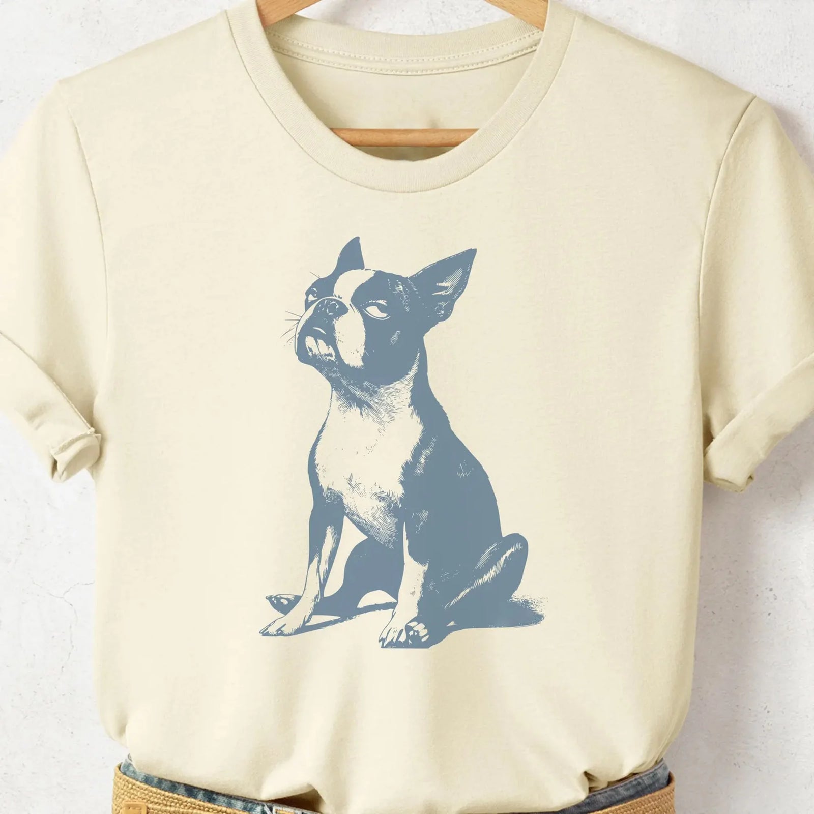 Sarcastic Boston Terrier Eye Roll T-Shirt: Vintage Style Dog Graphic Tee Taco Dog