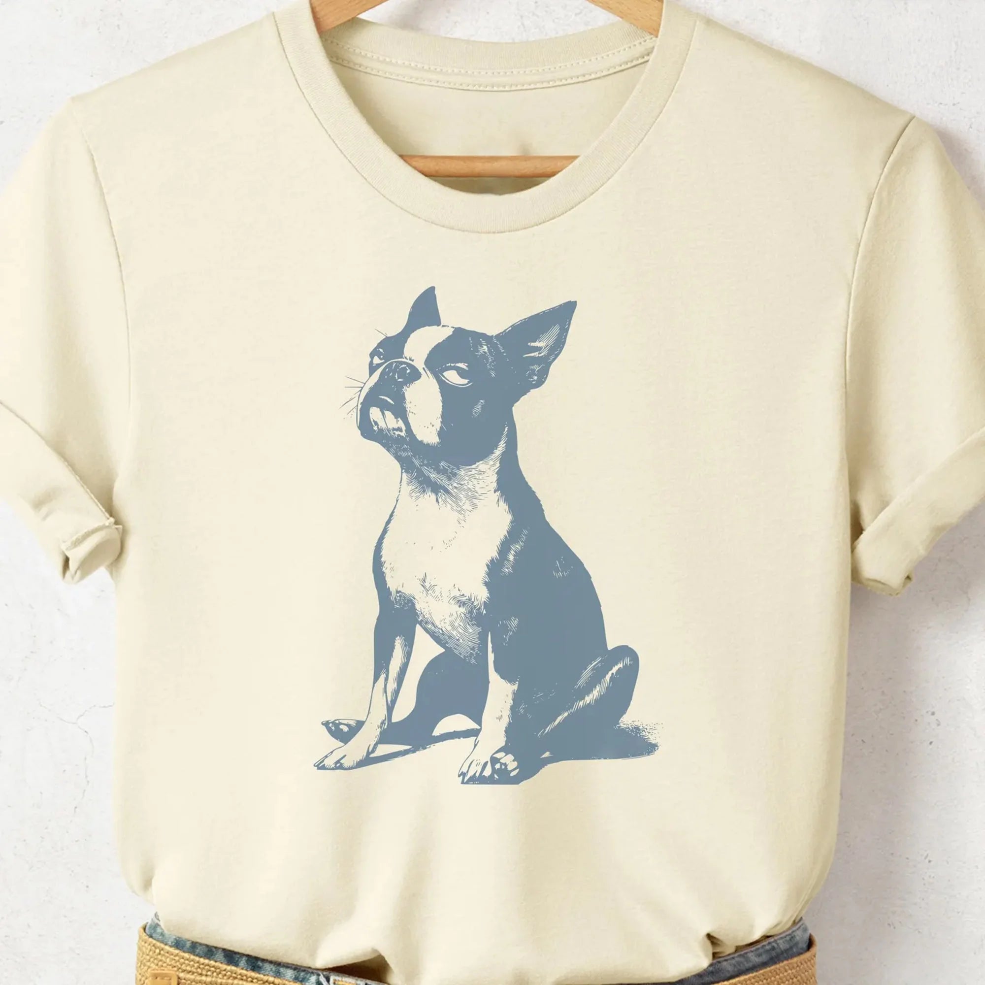 Sarcastic Boston Terrier Eye Roll T-Shirt: Vintage Style Dog Graphic Tee Taco Dog