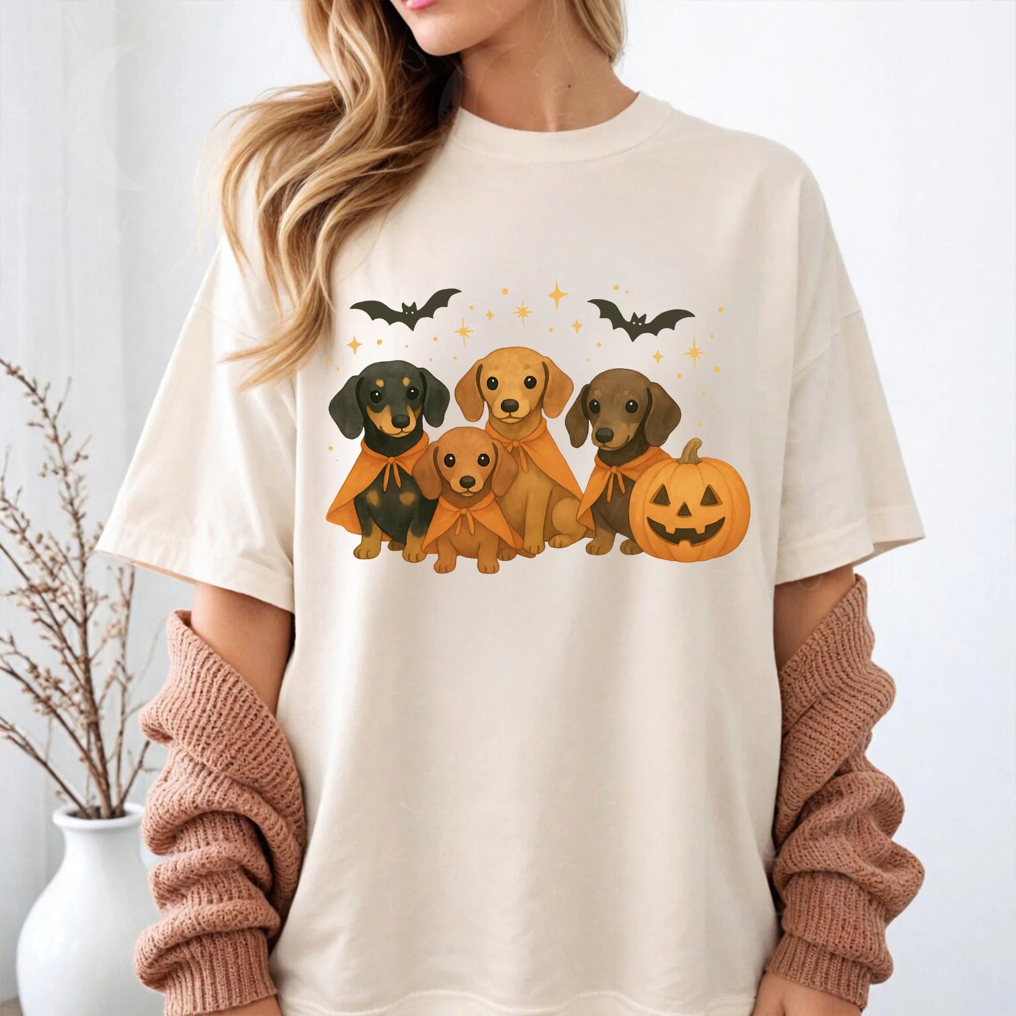 Dachshund Halloween T-Shirt, Cute Dog Ghost Tee, Funny Wiener Dog Costume Shirt, Spooky Dachshund Lover Gift, Fall Pet Halloween Shirt