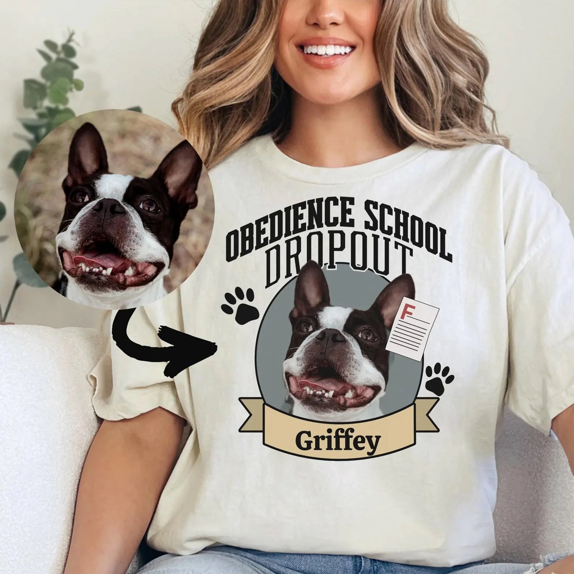 Personalized Boston Terrier Shirt, Custom Dog T-Shirt with Photo & Name, Dog Mom Gift, Boston Terrier Tee