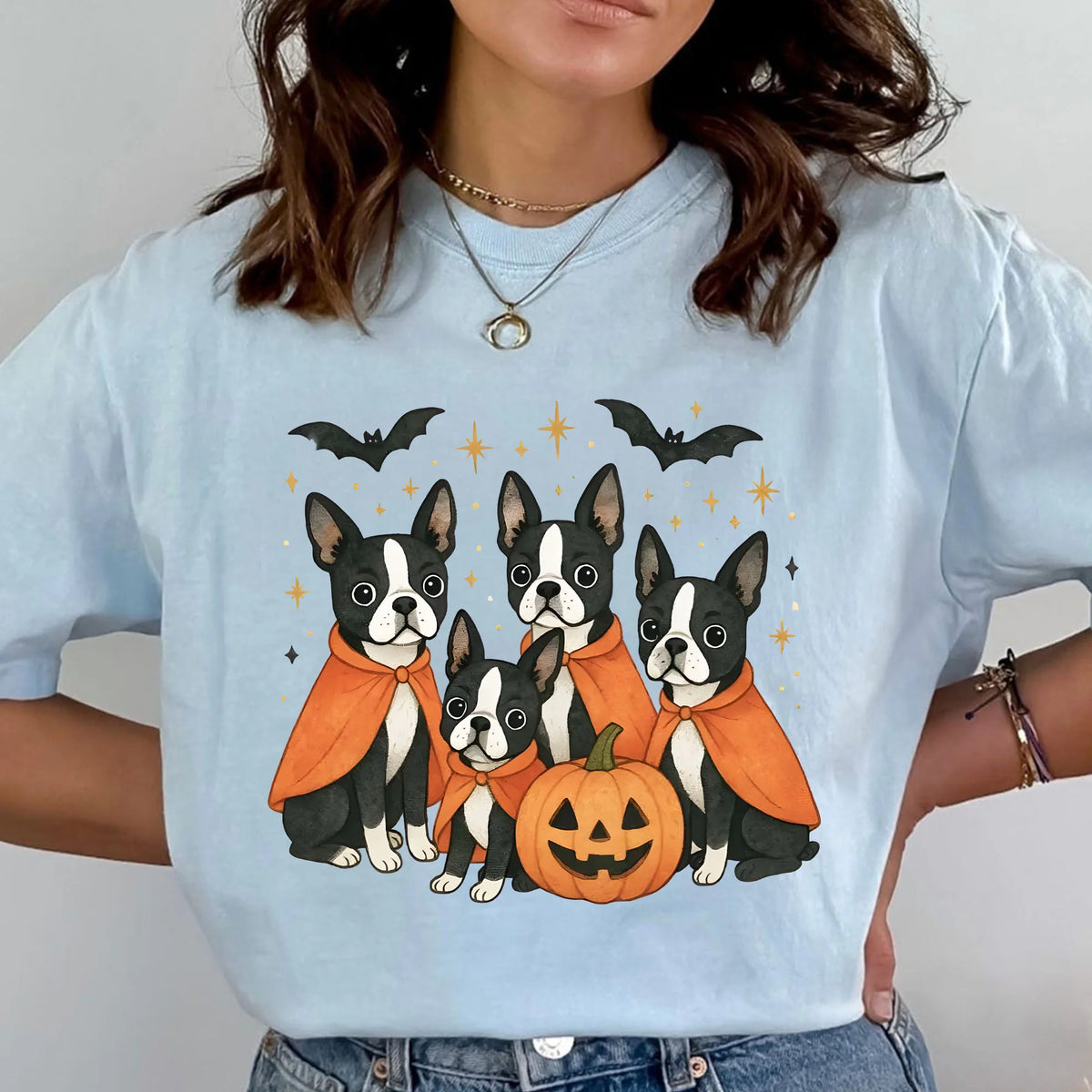 Boston Terrier Halloween T-Shirt, Cute Dog Ghost Tee, Funny Boston Terrier Costume Shirt, Spooky Dog Lover Gift, Fall Pet Halloween Shirt
