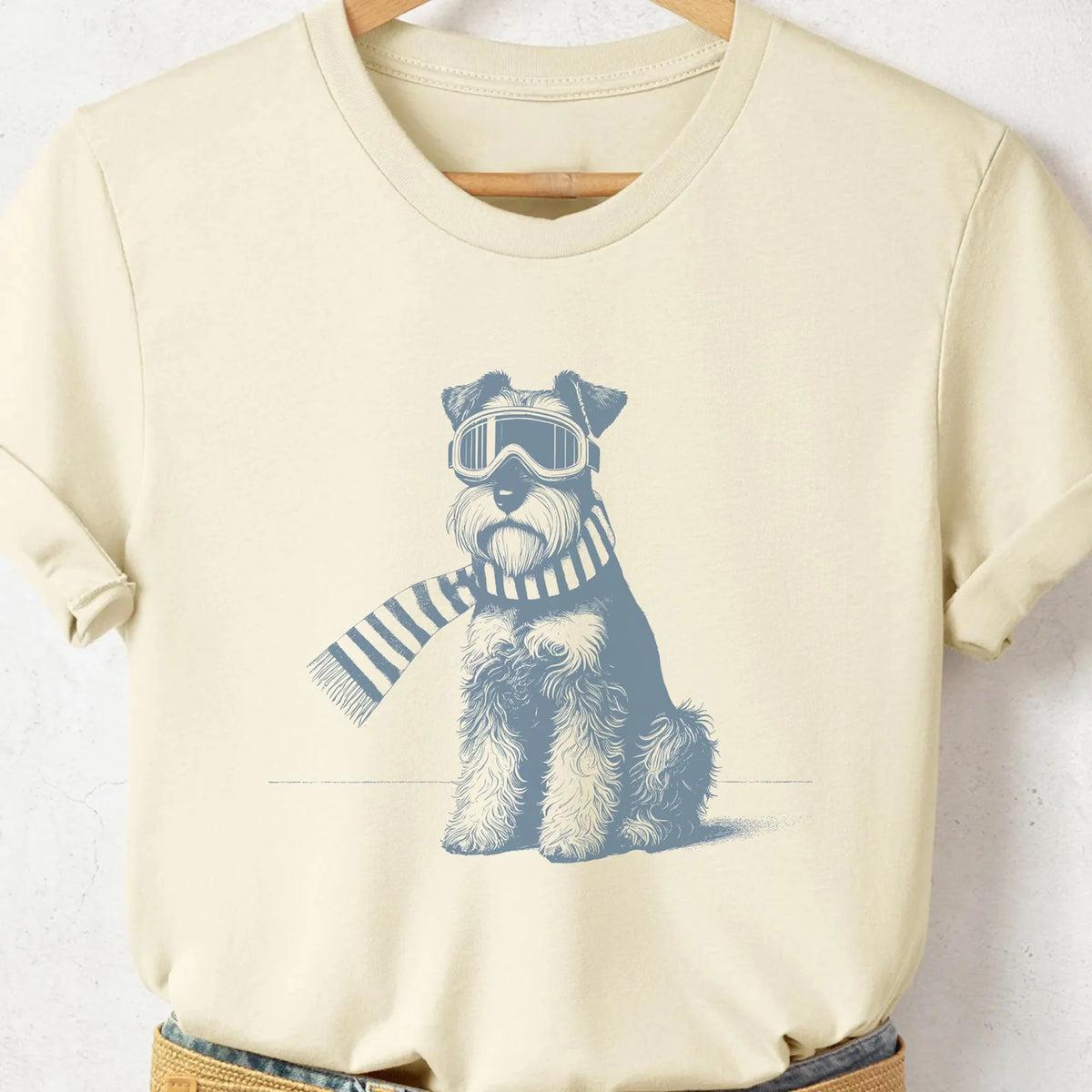 Schnauzer Vintage Shirt, Funny Retro Winter Sport Style Lab Dog T-Shirt Taco Dog
