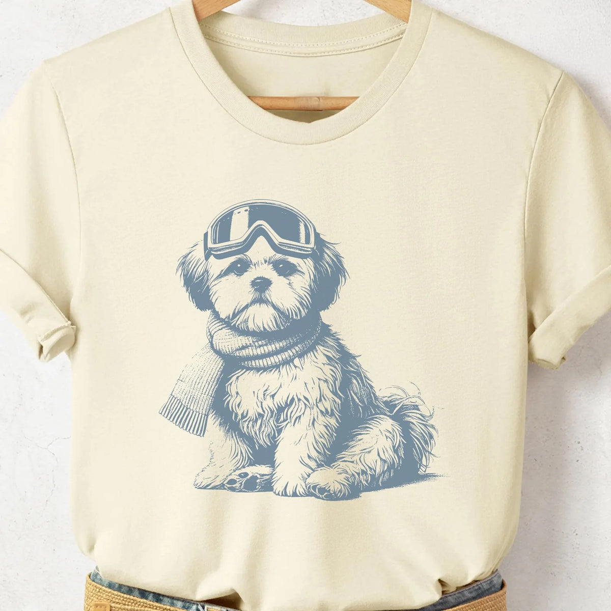 Shih Tzu Vintage Shirt, Funny Retro Winter Sport Style Dog T-Shirt Taco Dog