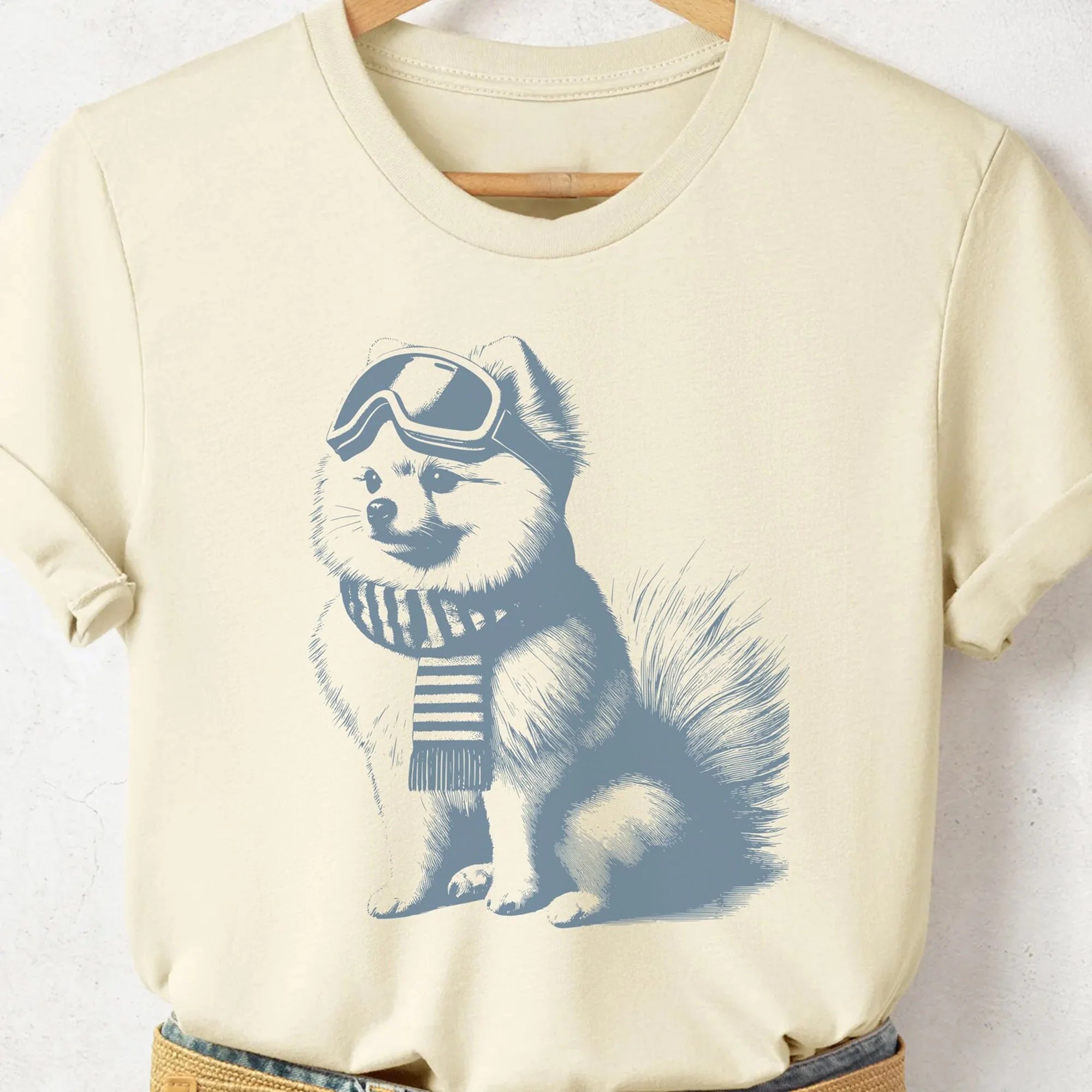 Pomeranian Vintage Shirt, Funny Retro Winter Sport Style Dog T-Shirt Taco Dog