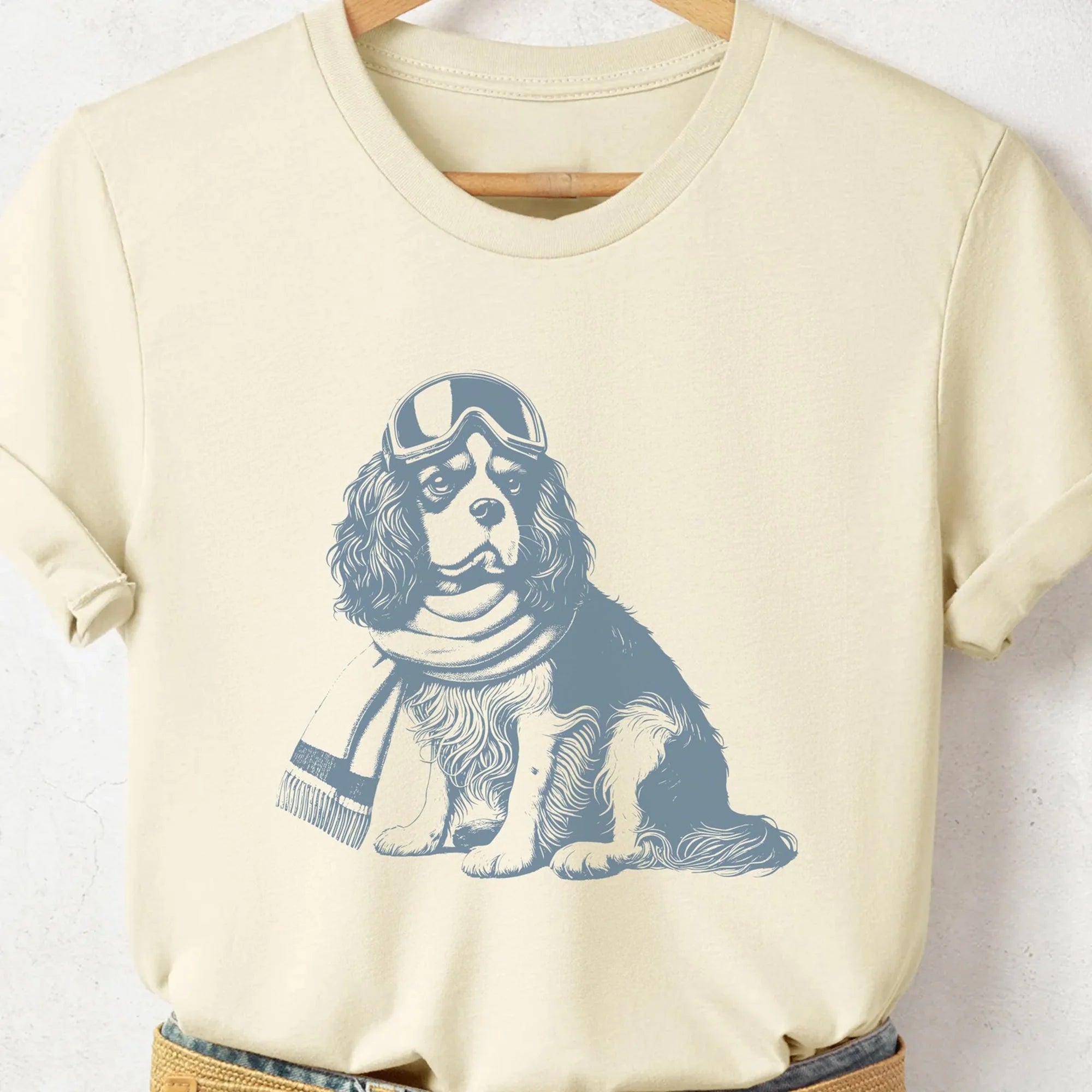 Cavalier King Charles Spaniel Vintage Shirt, Funny Retro Winter Sport Style Dog T-Shirt Taco Dog