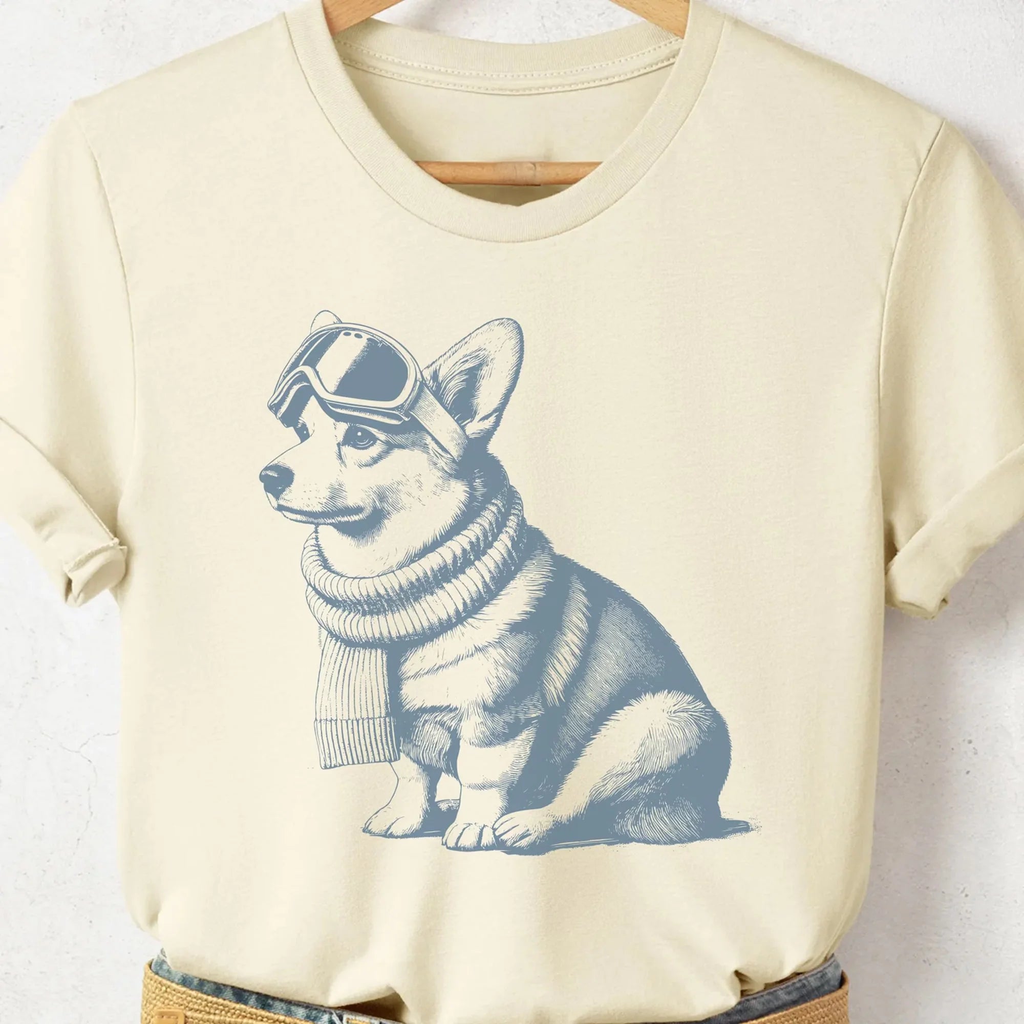 Corgi Vintage Shirt, Funny Retro Winter Sport Style Dog T-Shirt Taco Dog