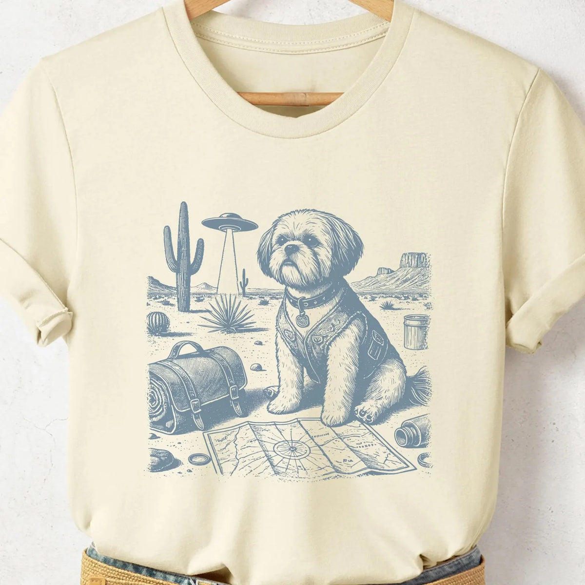 Shih Tzu Shirt Vintage UFO Desert Explorer Alien Dog Gifts, ShihTzu Dad Shitzu Dog Dog Mom, Outbarkers Sweatshirt or TShirt