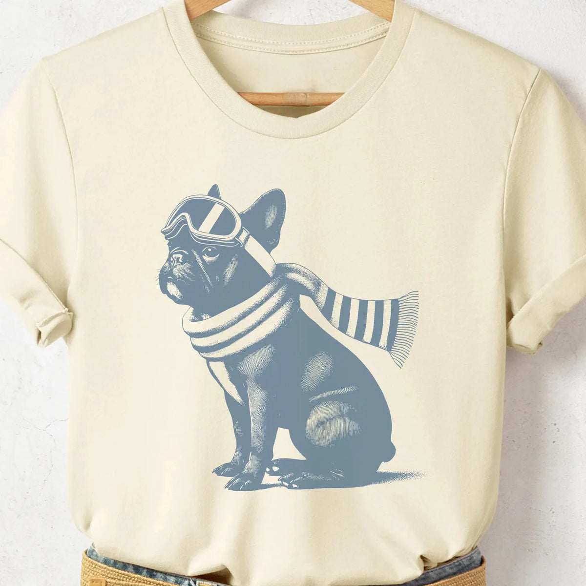 French Bulldog Vintage Shirt, Funny Retro Winter Sport Style Frenchie Dog T-Shirt