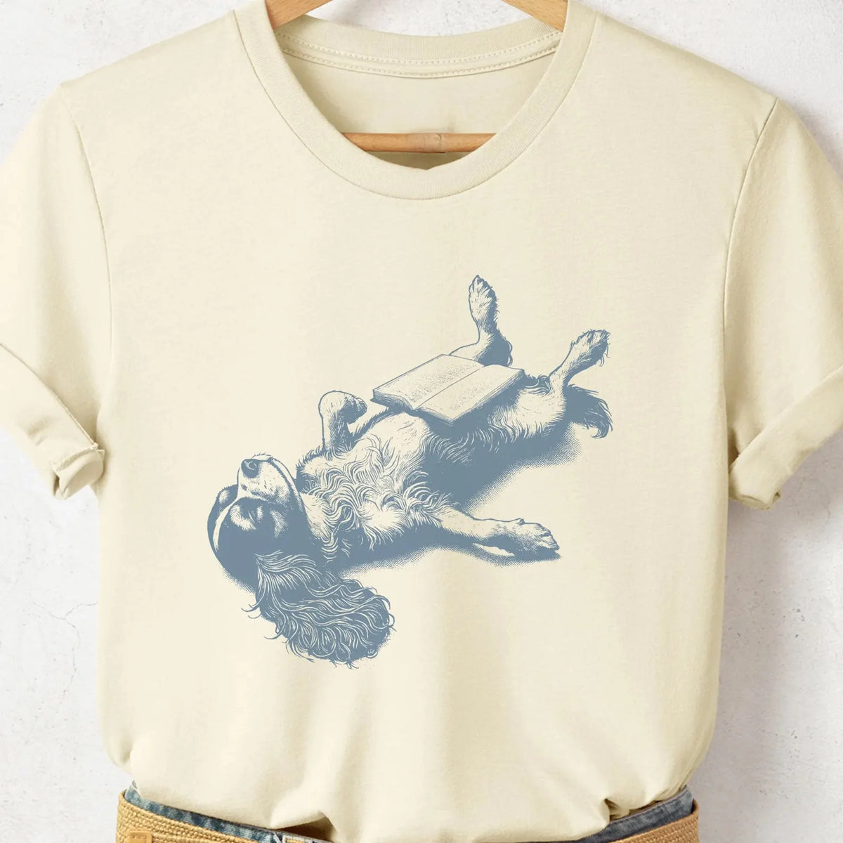 Cavalier King Charles Spaniel Vintage Dog Shirt Sleeping Dog Tshirt Funny Dog Shirt, Book Reading Dog Nap Sweatshirt, Dog Mom Dog Dad Gift