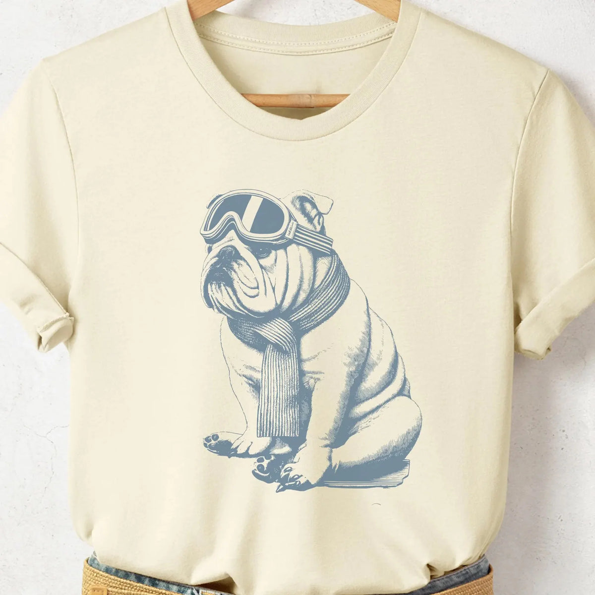 English Bulldog Vintage Shirt, Funny Retro Winter Sport Style Dog T-Shirt