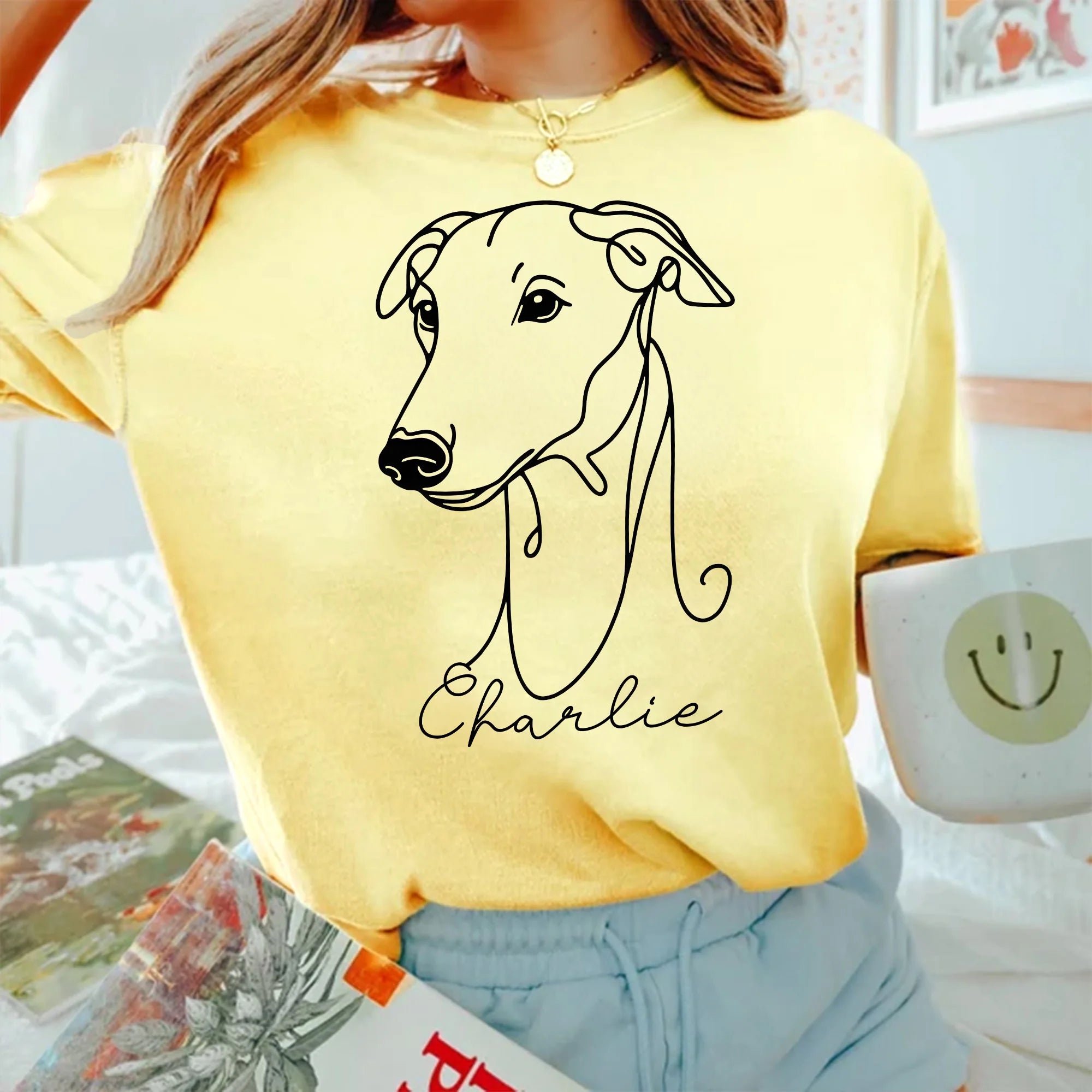 Custom Greyhound Mom T-Shirt, Personalized Dog Name Gifted, Whippet Dog Tshirt Comfort Colors®, Gift for Greyhound Parents, Dog Name Gift