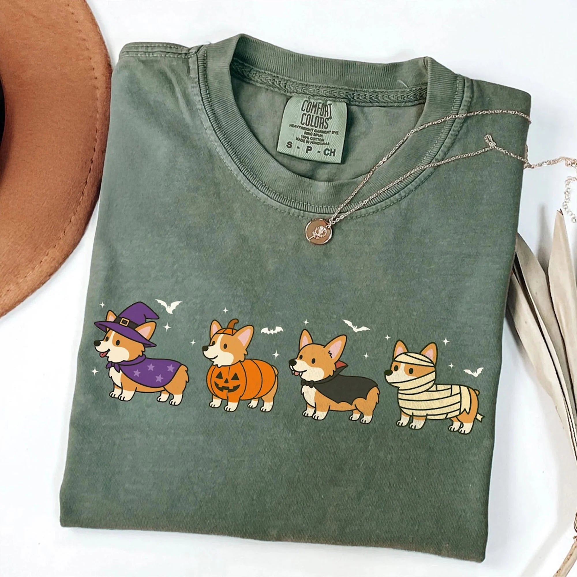 Comfort Colors Halloween Dog T-Shirt, Corgi Ghost Dogs Shirt, Ghost Dog Shirt, Halloween Shirt, Cute Corgi Shirt, Gift For Her, Corgi Mom Tee