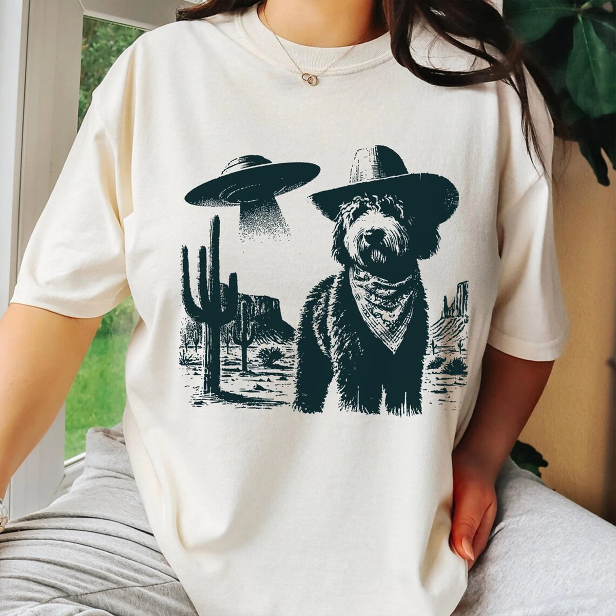 Vintage Bernedoodle UFO Shirt – Western Cowboy Bernedoodle Tee