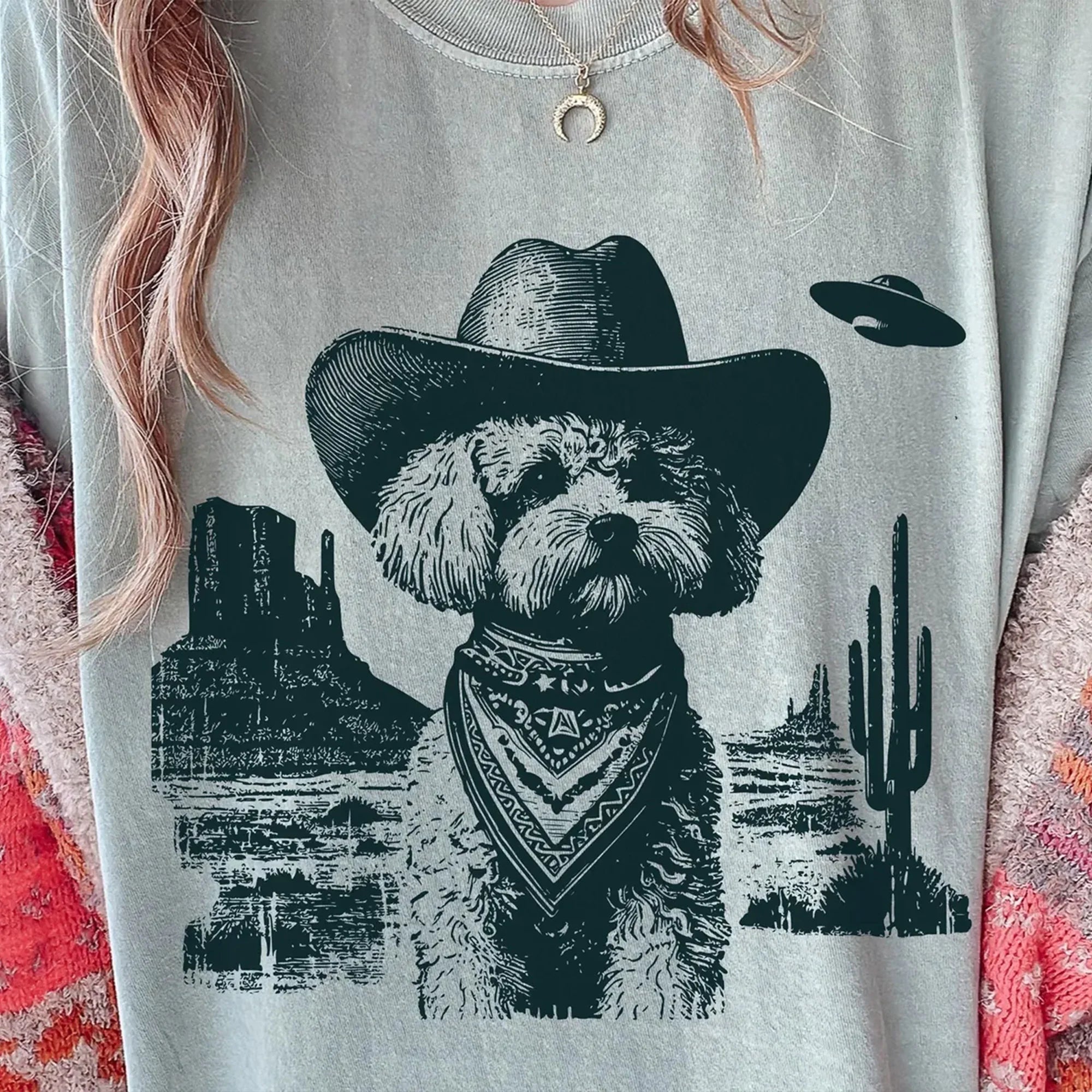 Cowboy UFO Maltipoo Vintage T-Shirt – Retro Malti Poo Tee