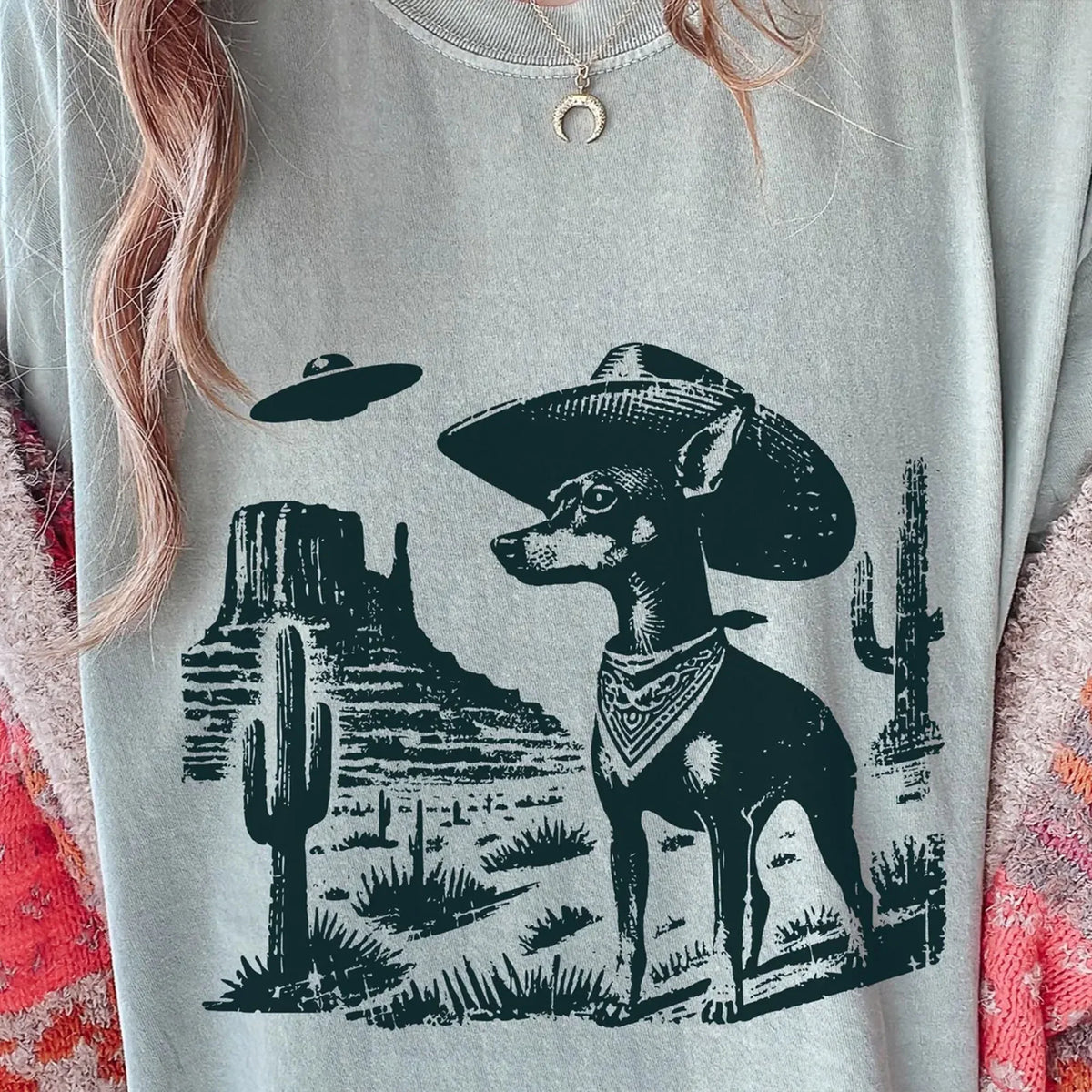 Vintage Pinscher UFO T-Shirt – Western Cowboy Pinscher Tee