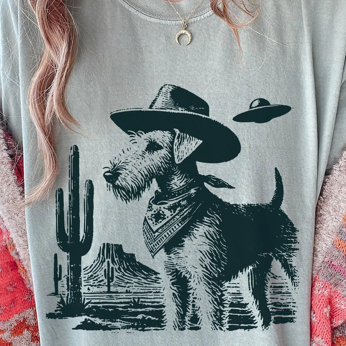 Vintage UFO Foxie Cowboy T-Shirt – Retro Fox Terrier Tee