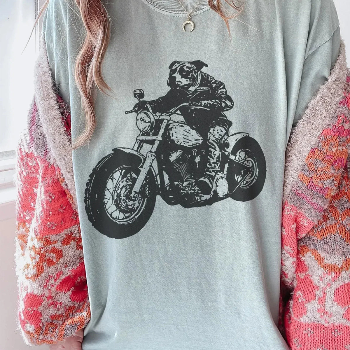 Pitbull Motorcycle T-Shirt - Biker Pittie Retro Rider Tee