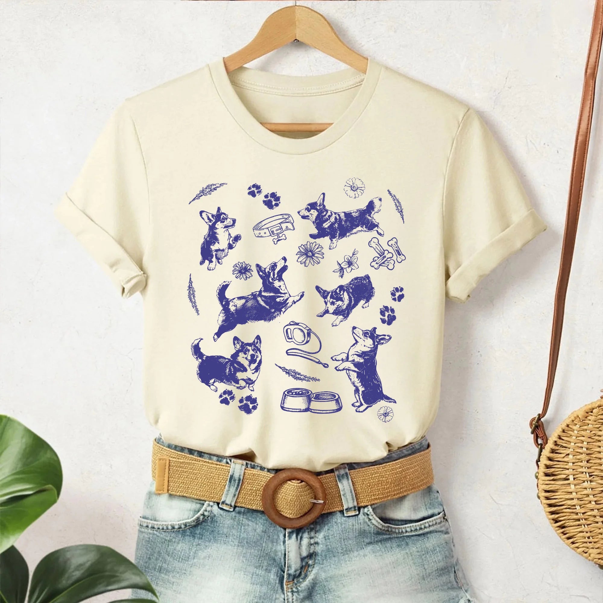Vintage Retro Sketch Corgi T-Shirt, Funny Dog Shirt