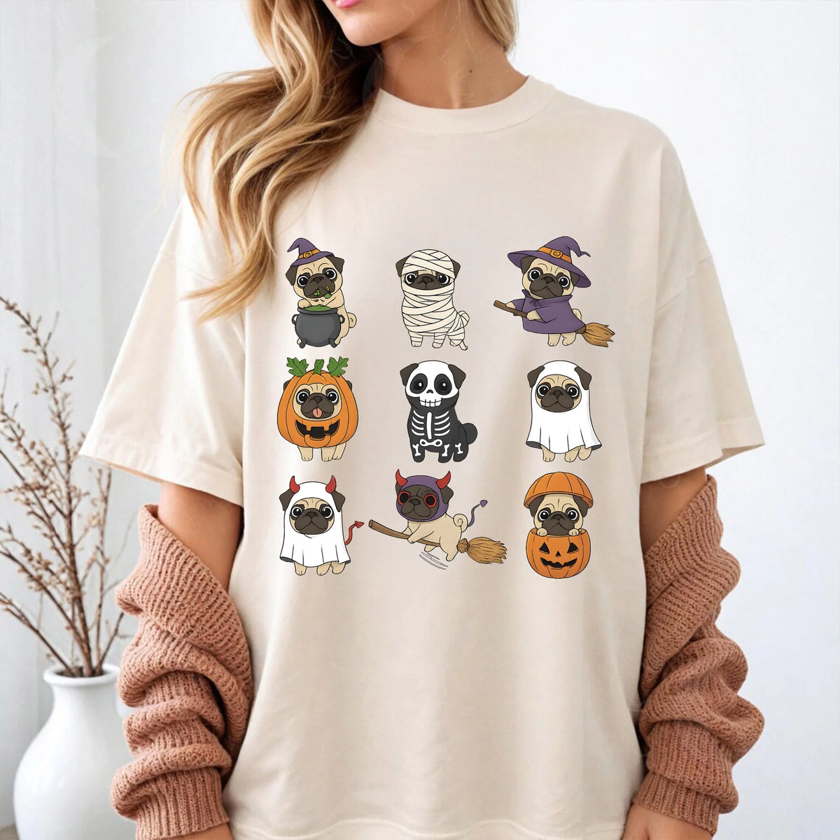 Comfort Colors Pug Halloween T-Shirt, Pug Halloween Tee