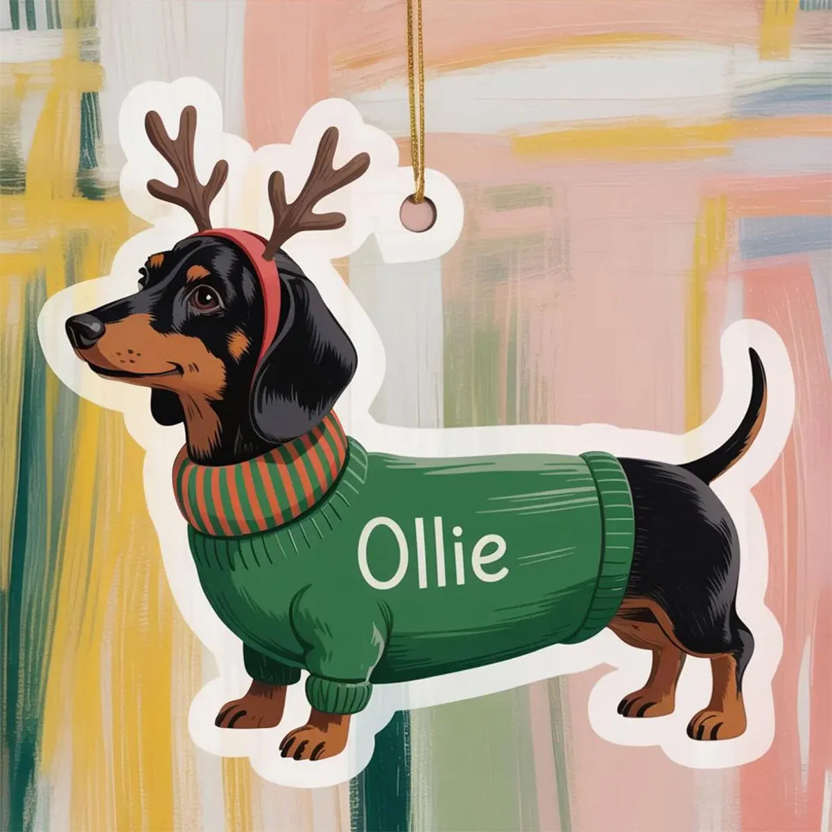 Custom Name Cute Dachshund Dog Christmas, Custom Pet Ornament