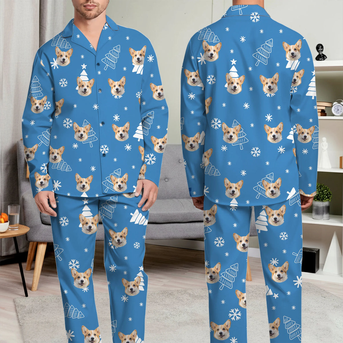 Personalized Photo Funny Pet Face - Christmas Gift For Family - Personalized Long Pajamas Set