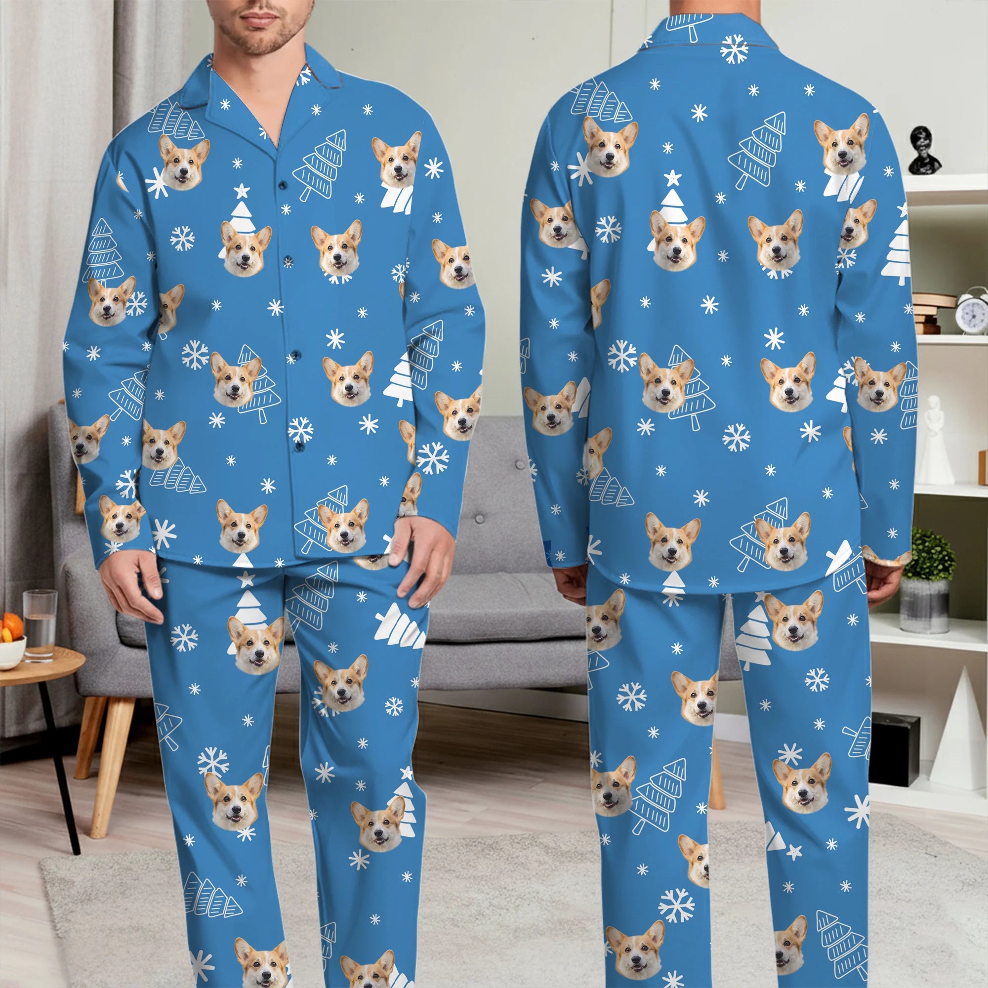 Personalized Photo Funny Pet Face - Christmas Gift For Family - Personalized Long Pajamas Set