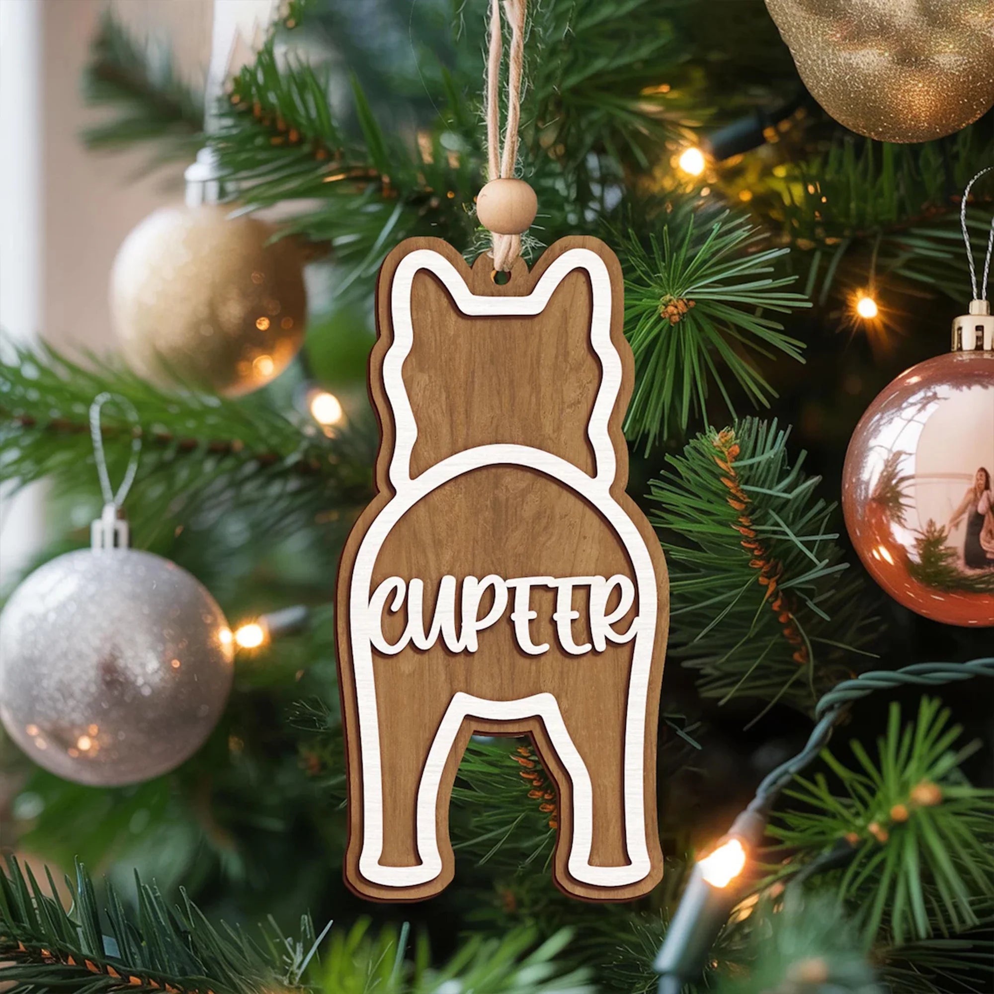 Personalized Dog Christmas Wooden Ornaments, Christmas Tree Dog Ornament
