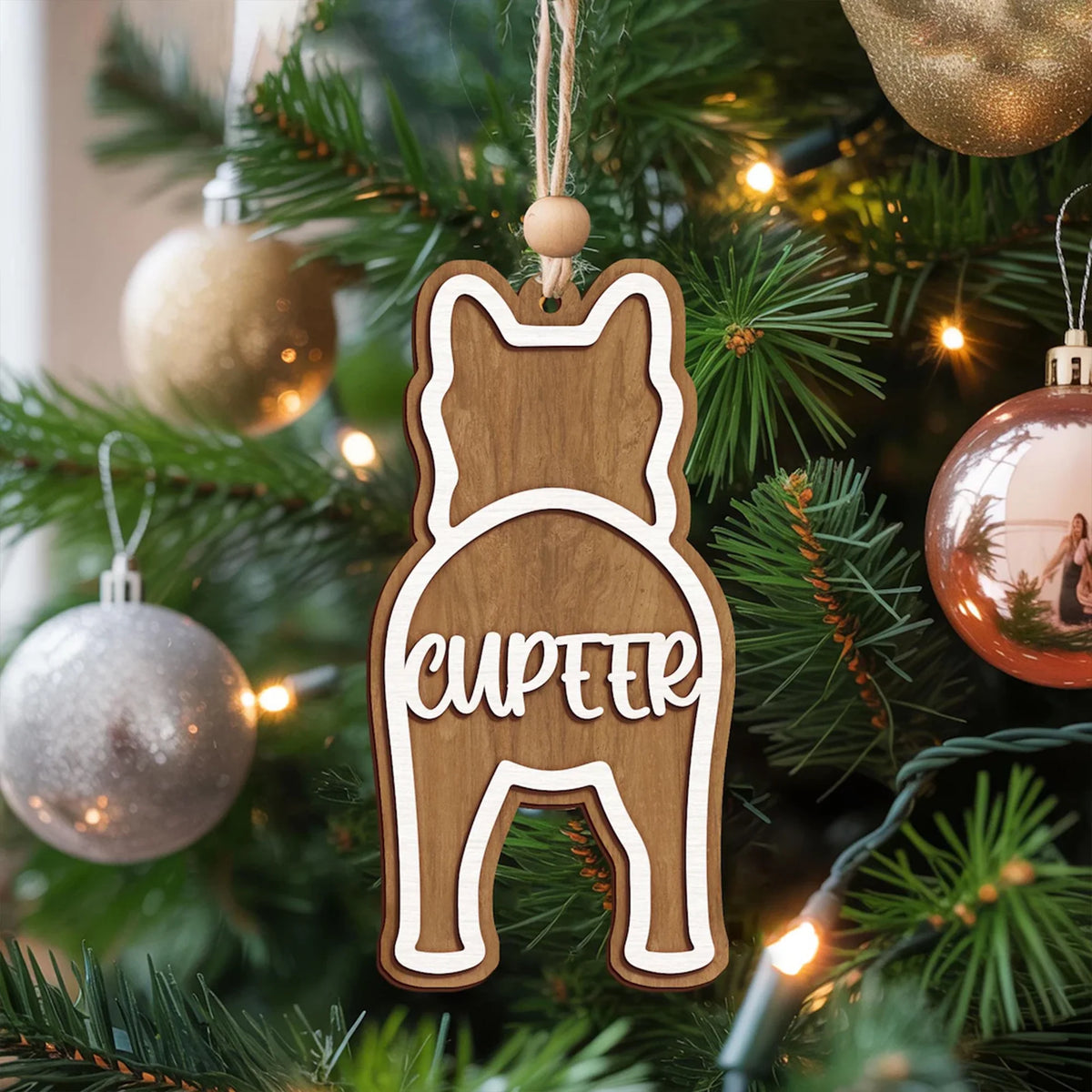 Personalized Dog Christmas Wooden Ornaments, Christmas Tree Dog Ornament