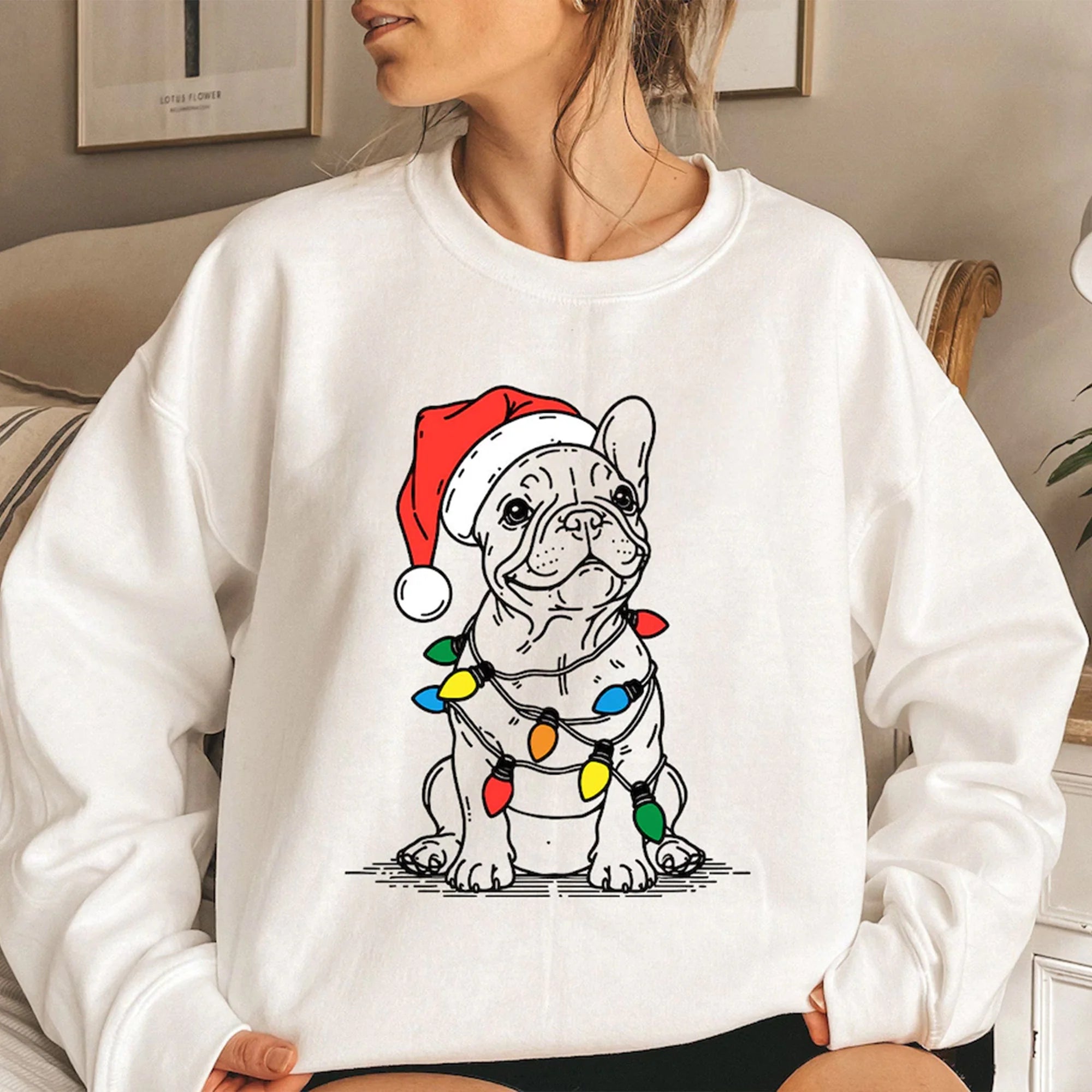 French Bulldog Christmas Sweatshirt | Santa Frenchie Crewneck | Christmas Bulldog Lover | Bulldog Christmas Shirt | Bulldog Mom & Dad Gift