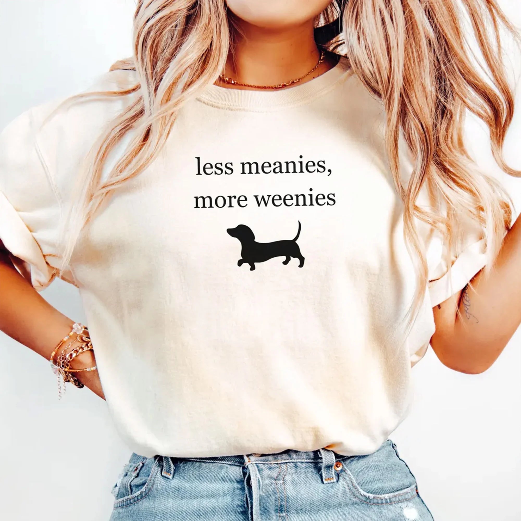 Comfort Colors Less Meanies More Weenies Shirt, Funny Dachshund T-shirt