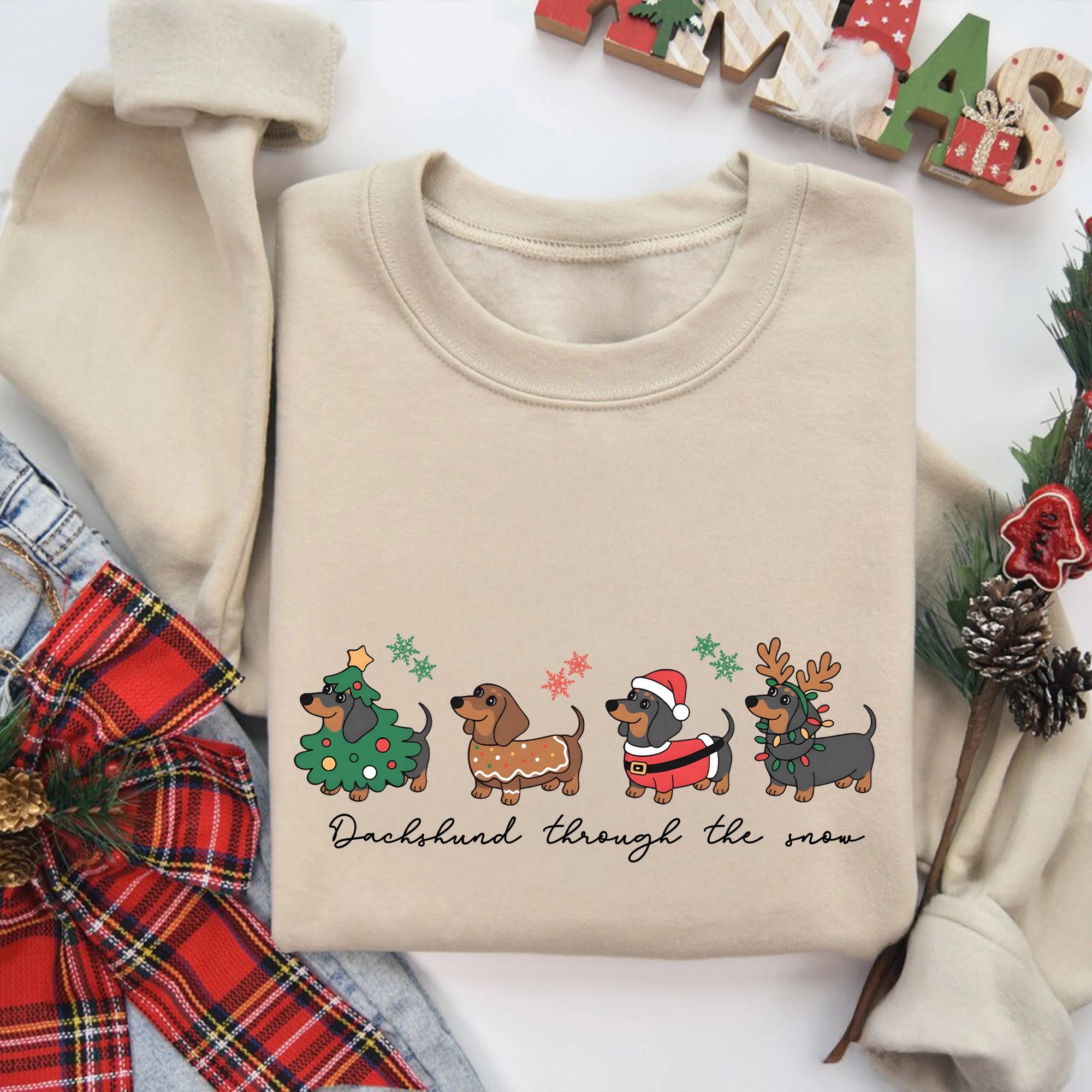 Christmas Dachshund Sweatshirt, Wiener Dog Holiday T-Shirt