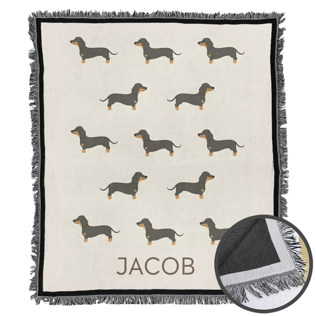 Dachshund Baby Blanket, Custom Dog Name Throw