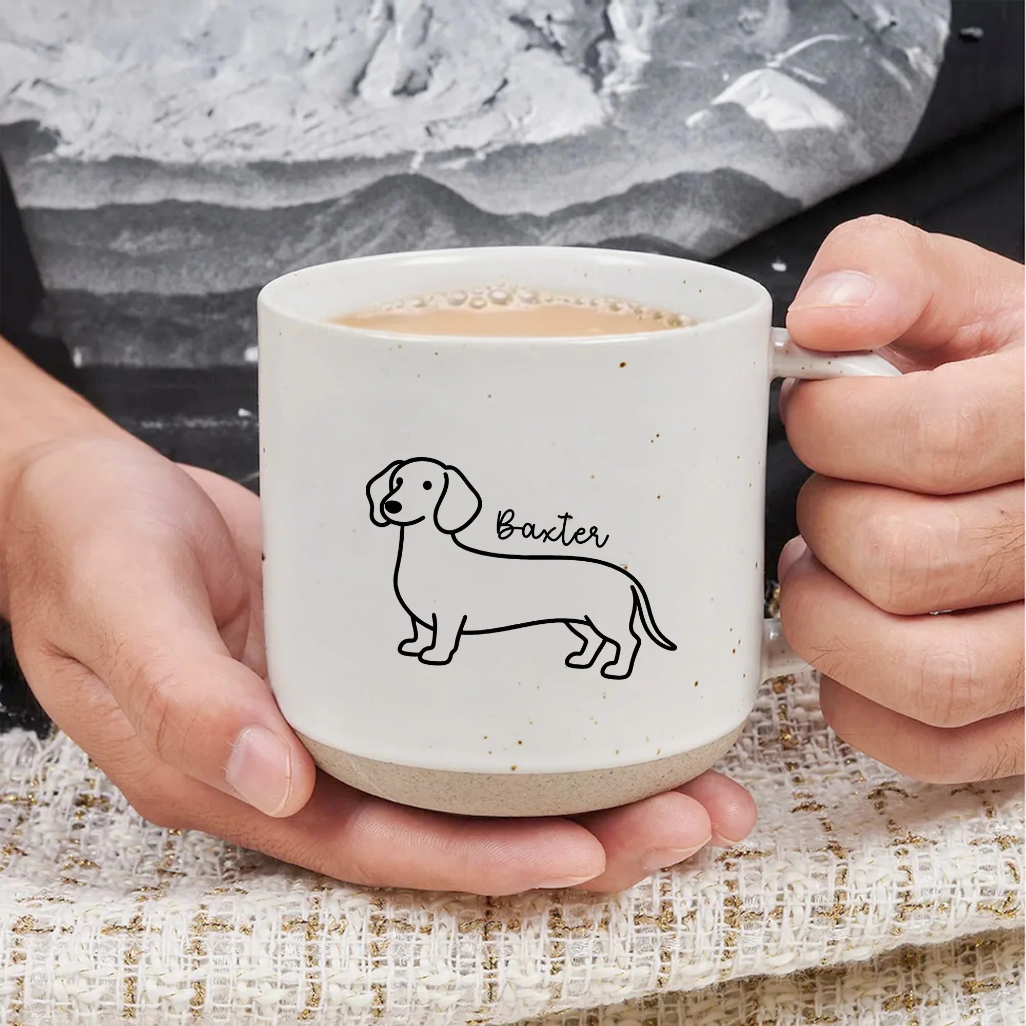 Dachshund Tea Mug with Speckled Glaze