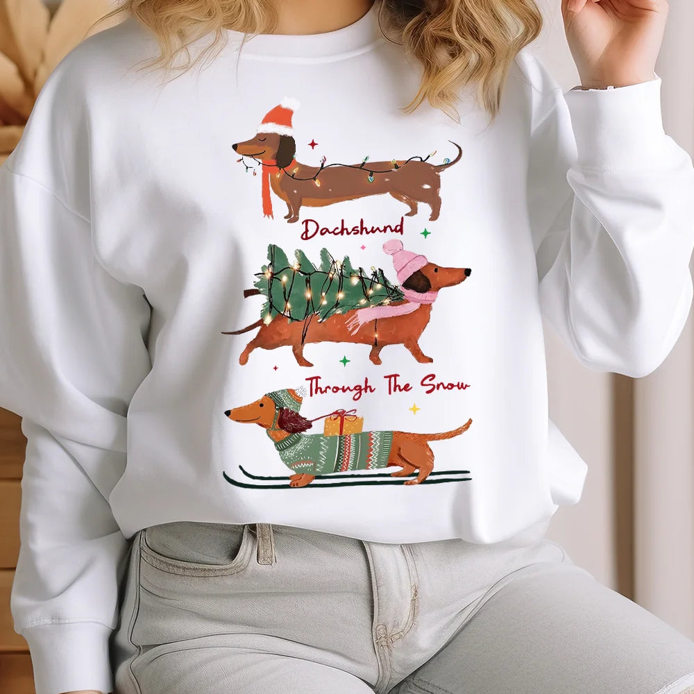 Dachshund Through the Snow Christmas Sweatshirt – Cute Wiener Dog