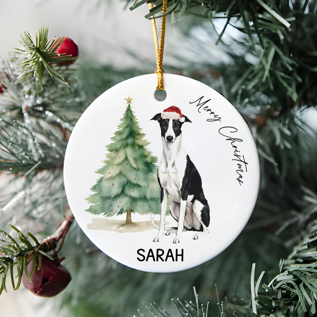 Dog Bauble: Greyhound Lurcher Whippet Pet Decoration