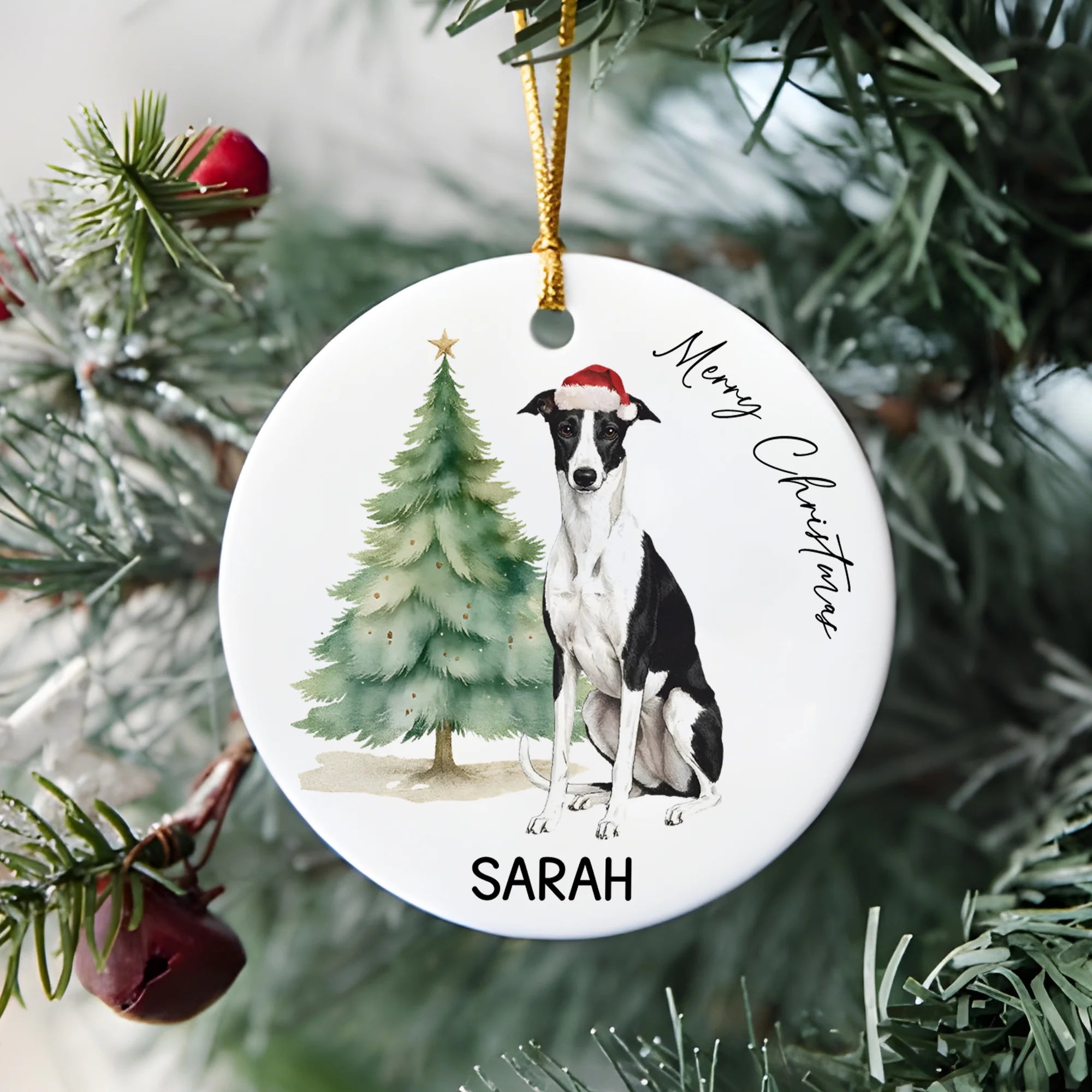 Dog Bauble: Greyhound Lurcher Whippet Pet Decoration
