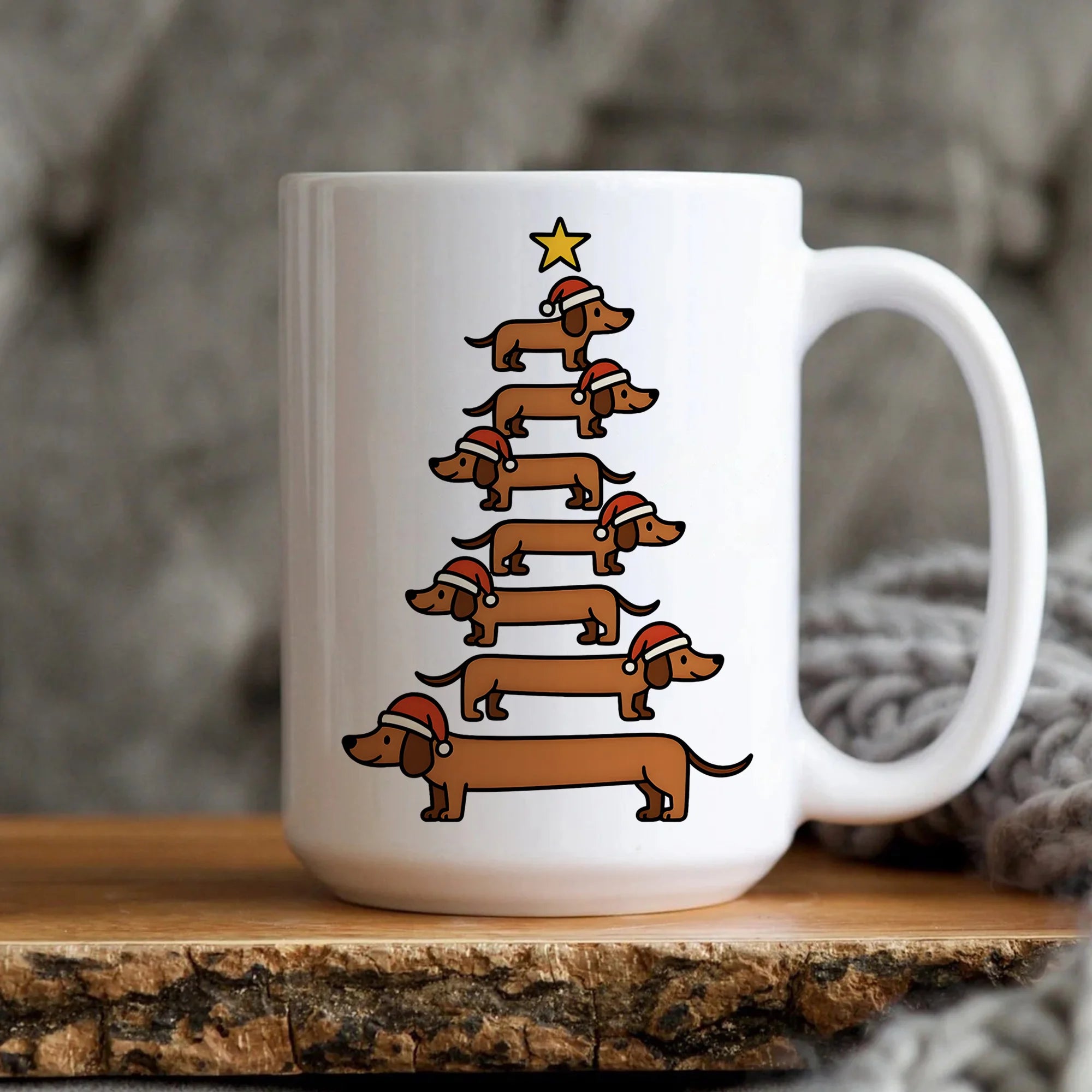 Dachshund Christmas Tree Mug - Cute Weenie Dog Holiday Coffee Gift