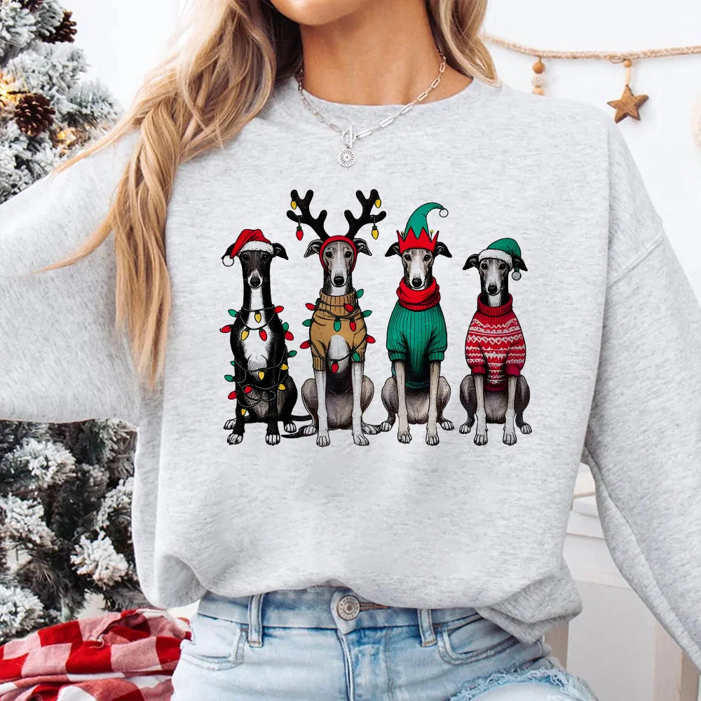 Funny Dog Christmas Sweatshirt – Whippet Greyhound Holiday Top