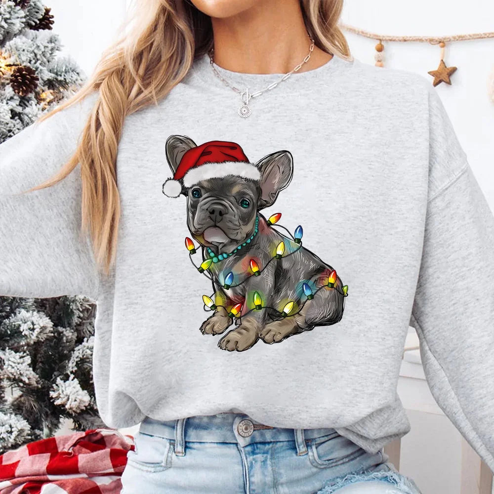 Christmas French Bulldog Sweatshirt for Dog Dad, Holiday French Bulldog