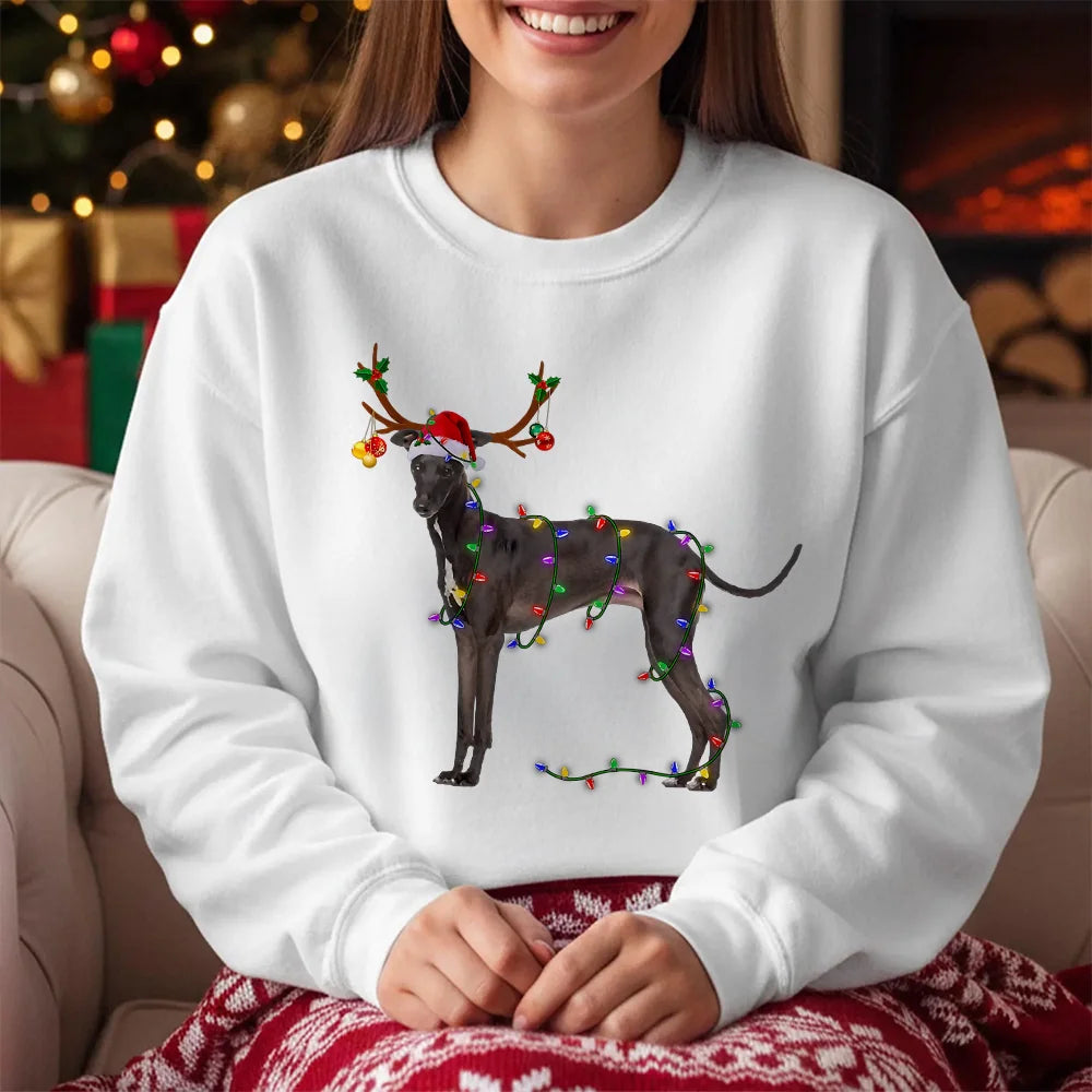 Italian Greyhound Dog Tree Christmas Lights Xmas Pajama T-Shirt
