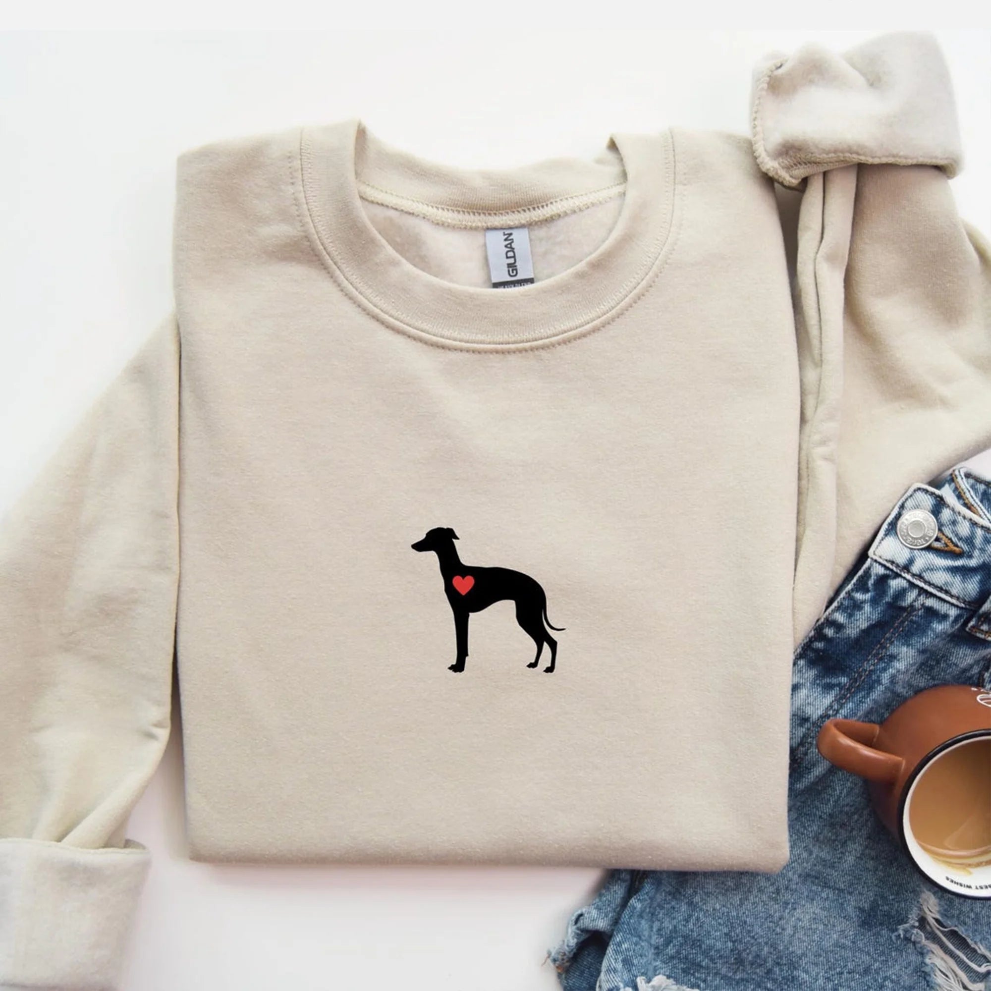 GREYHOUND SWEATSHIRT, Small Greyhound Silhouette Shirt