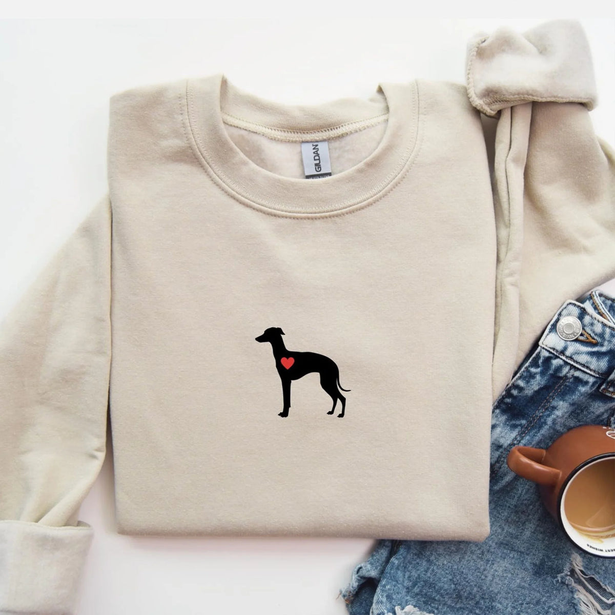 GREYHOUND SWEATSHIRT, Small Greyhound Silhouette Shirt