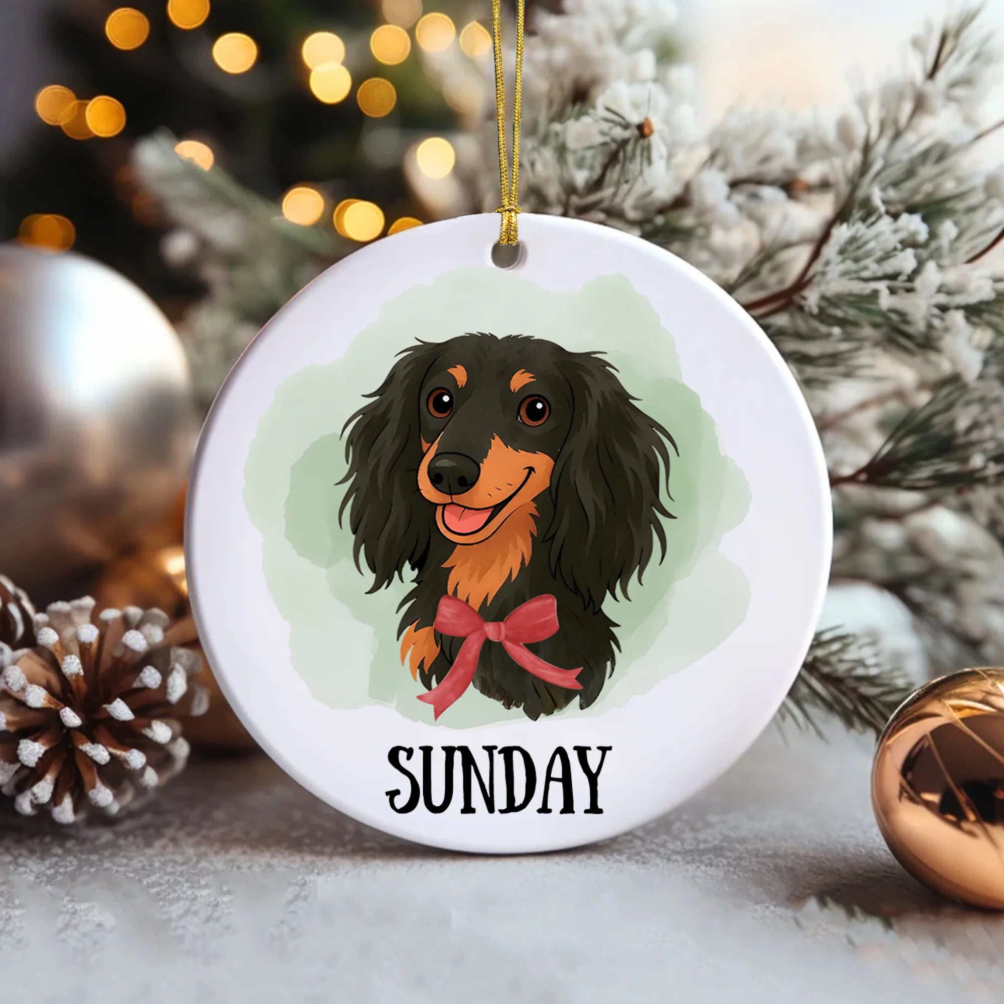 Custom Dachshund Christmas Ornament, Dachshund Gift, Dachshund Ornament