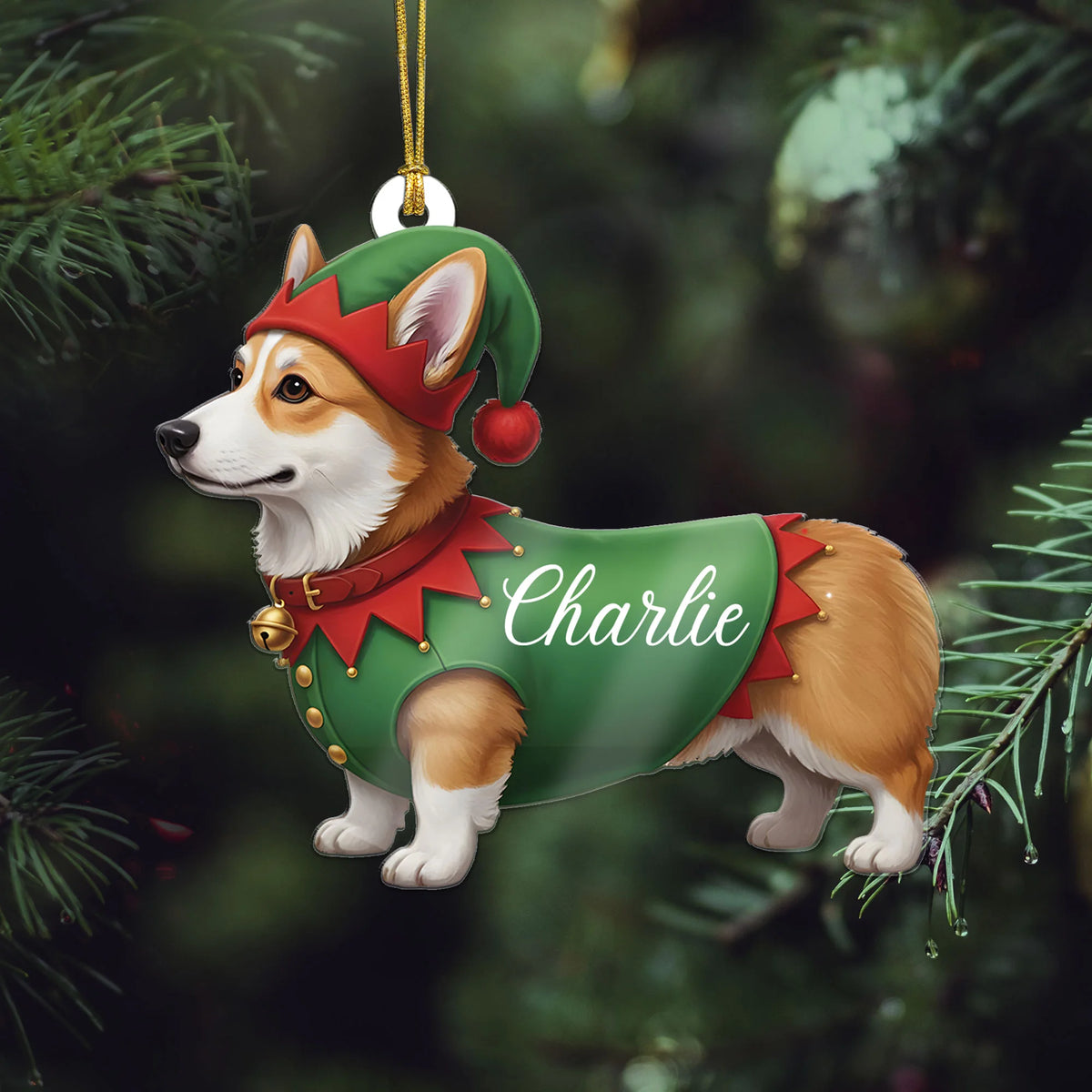 Corgi Dog Christmas Ornament, Custom Pembroke Welsh Corgi Lover Gift