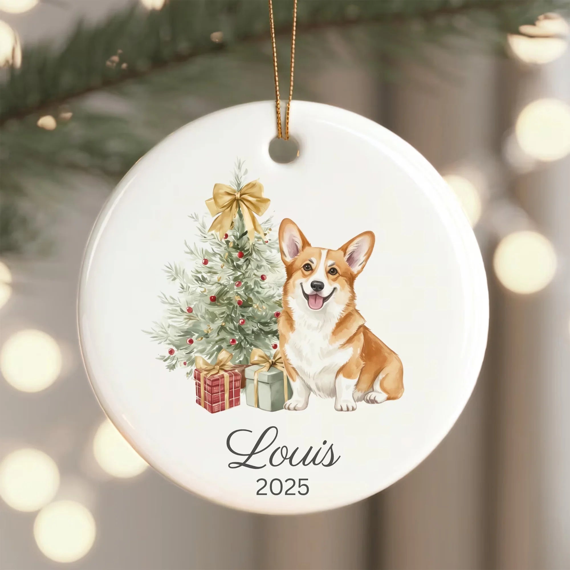 Corgi Christmas Ornament: Custom Corgi Watercolor