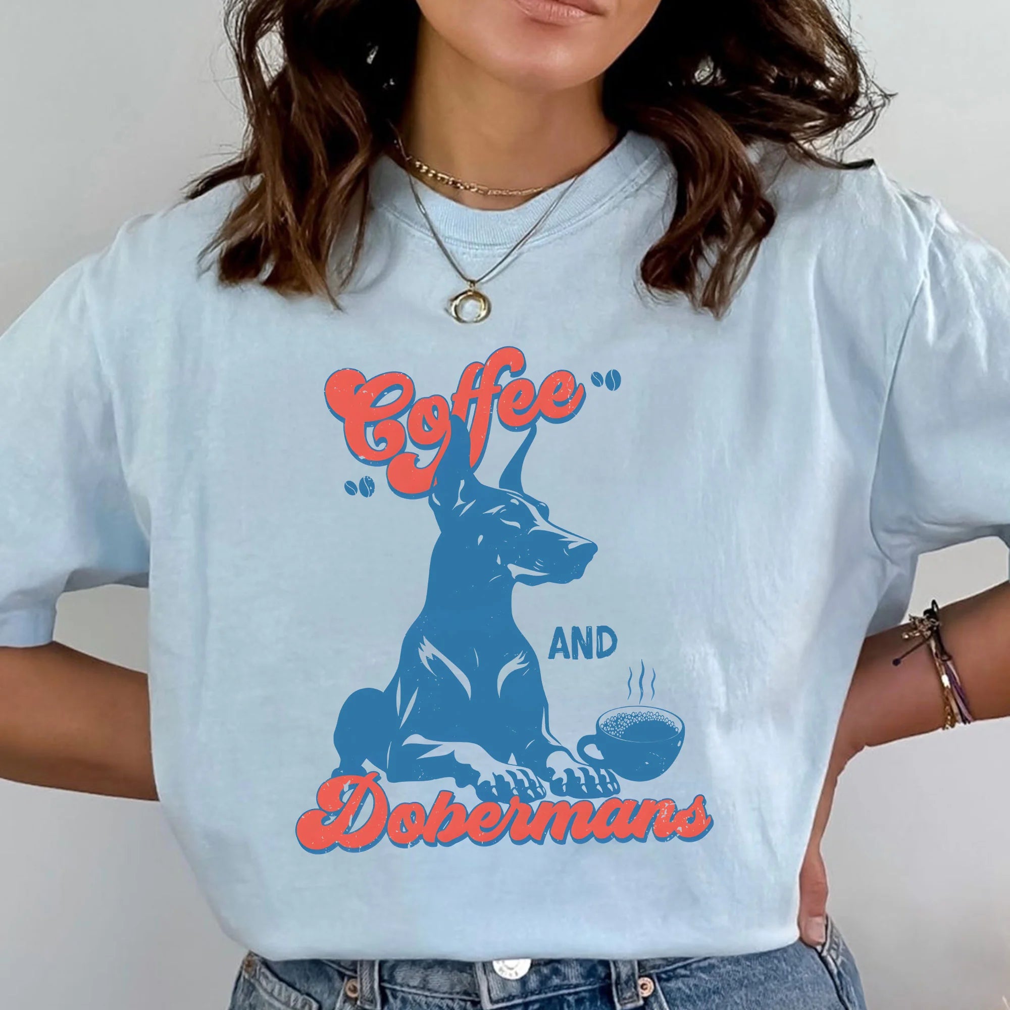 Coffee and Dobermans Comfort Colors® T-Shirt: Dobie Mom Gift